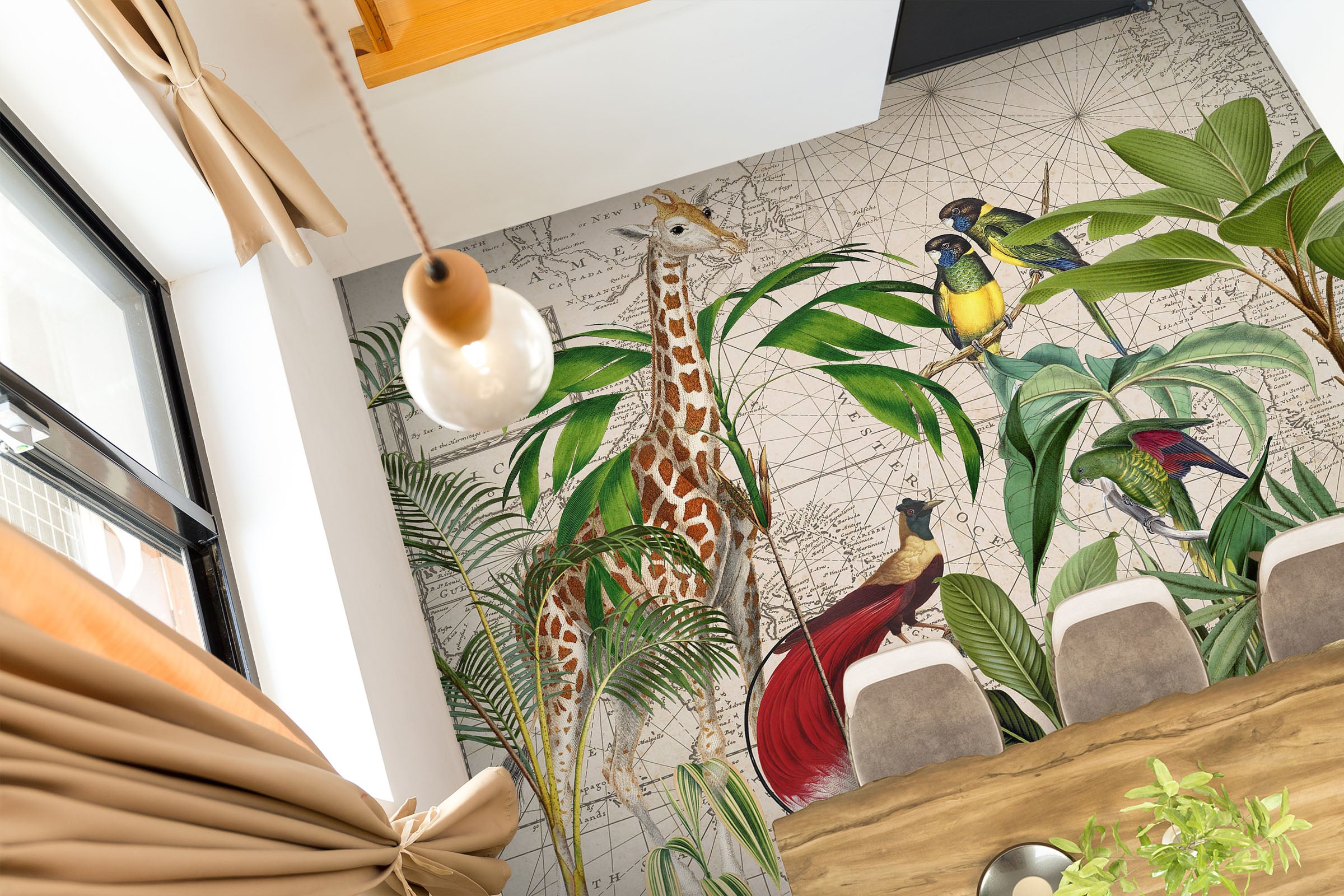 3D Jungle Giraffe Bird 104174 Andrea Haase Floor Mural