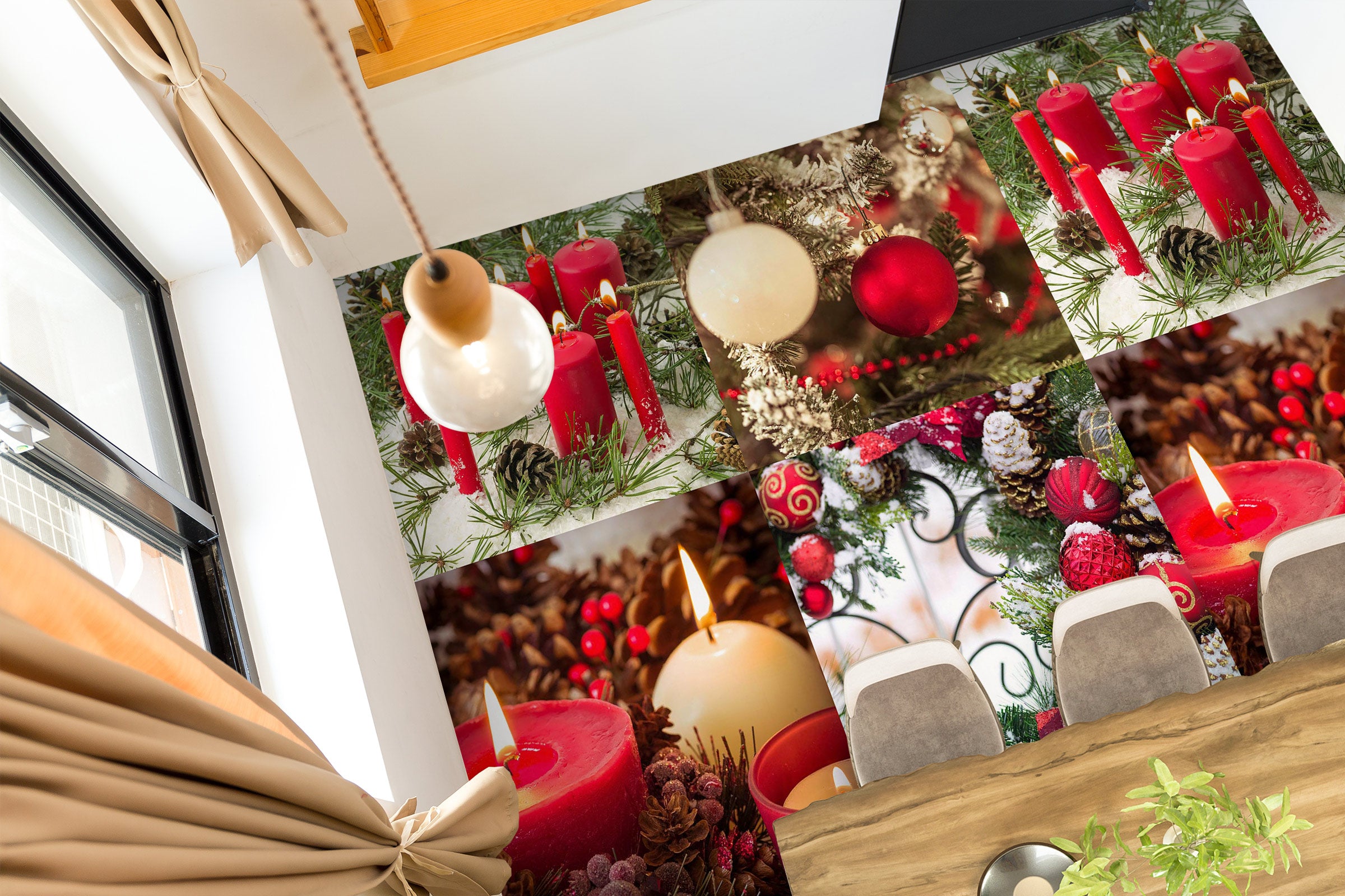 3D Red Candle 9871 Assaf Frank Floor Mural