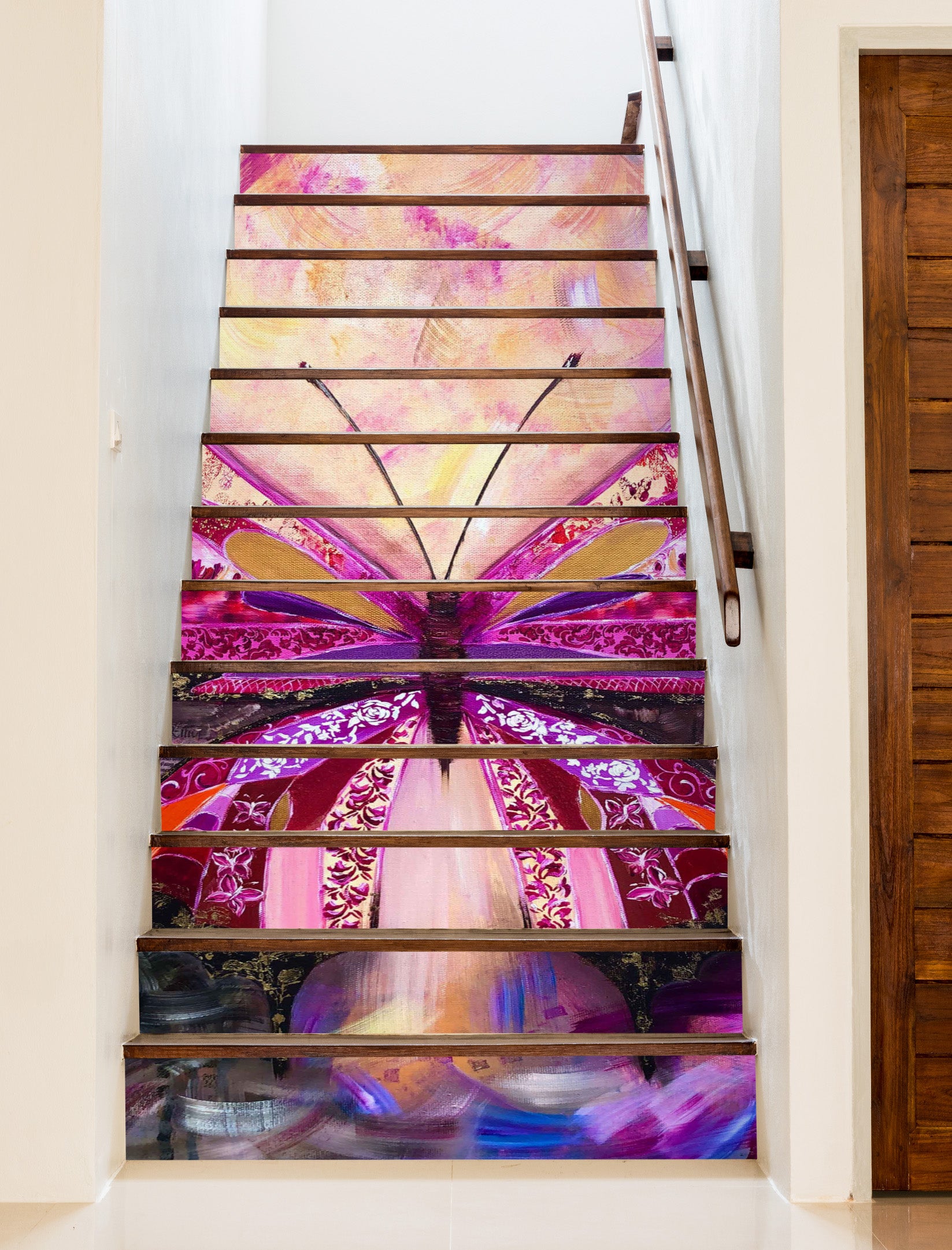 3D Purple Butterfly 2158 Skromova Marina Stair Risers