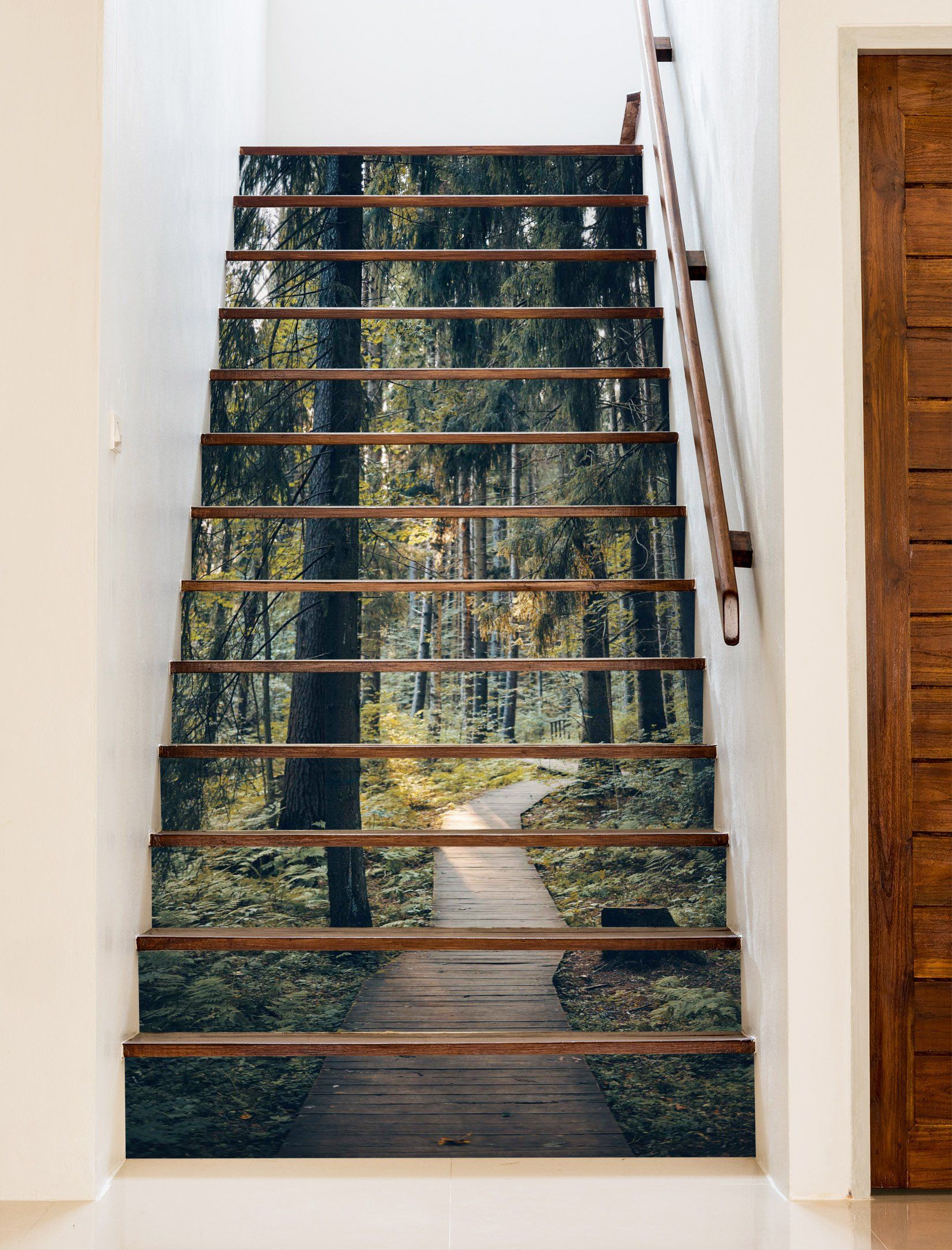 3D Forest Lane 3421 Stair Risers Wallpaper AJ Wallpaper