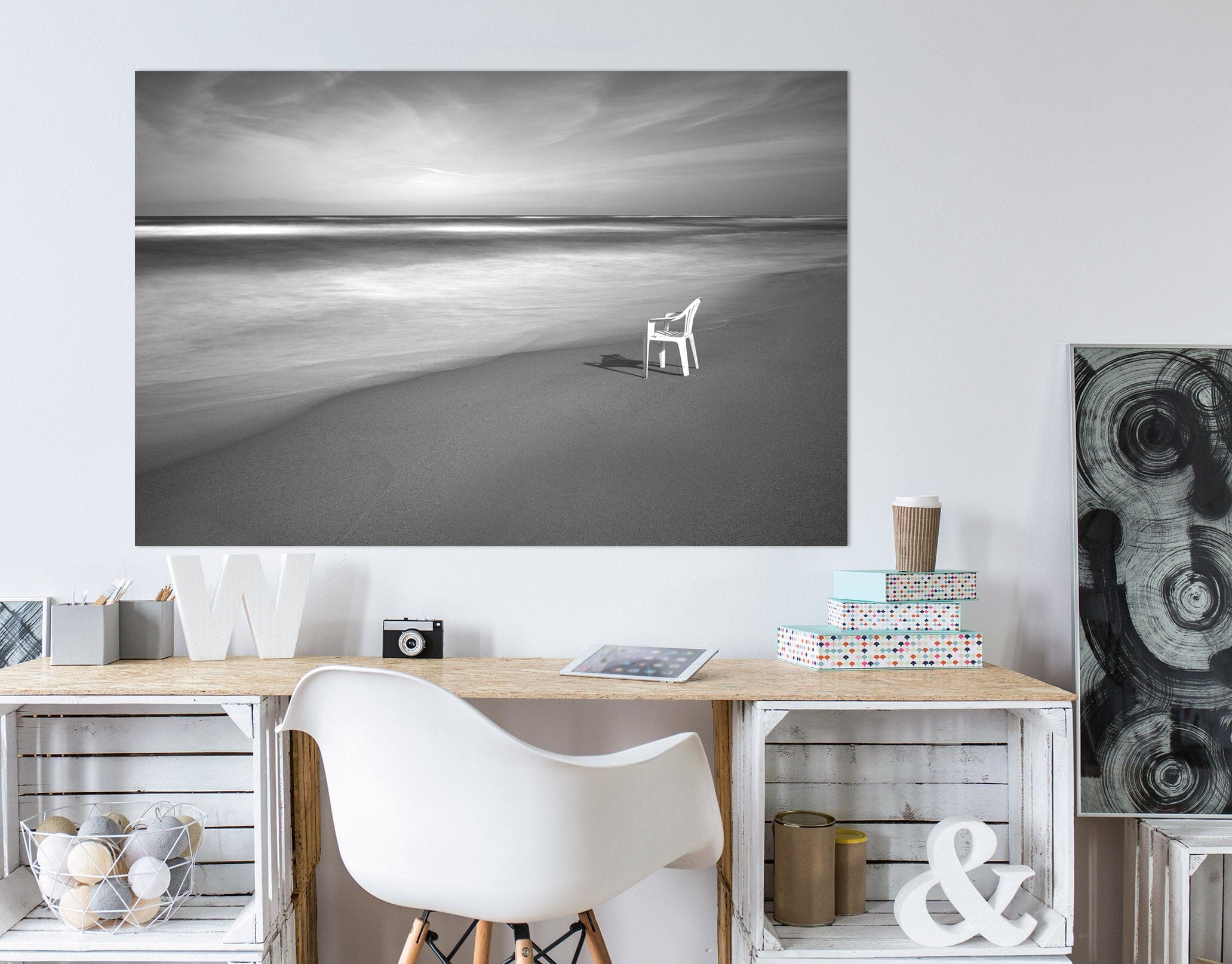 3D White Bench 139 Marco Carmassi Wall Sticker Wallpaper AJ Wallpaper 2