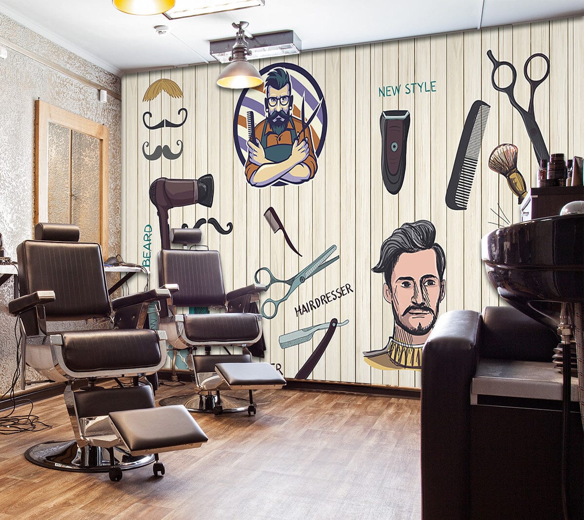 3D Man Cut Hair 1449 Barber Shop Wall Murals Wallpaper AJ Wallpaper 2