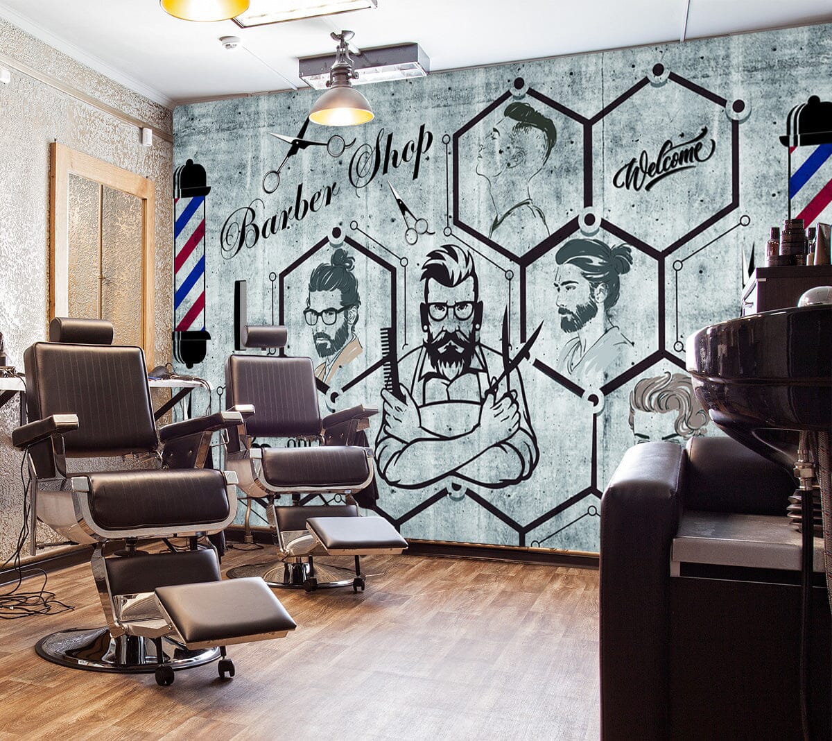 3D Short Hair Style 1477 Barber Shop Wall Murals Wallpaper AJ Wallpaper 2