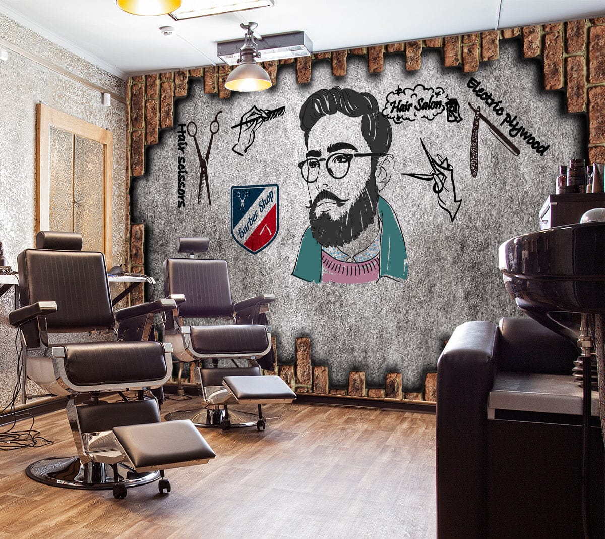 3D Glasses Men 1437 Barber Shop Wall Murals Wallpaper AJ Wallpaper 2