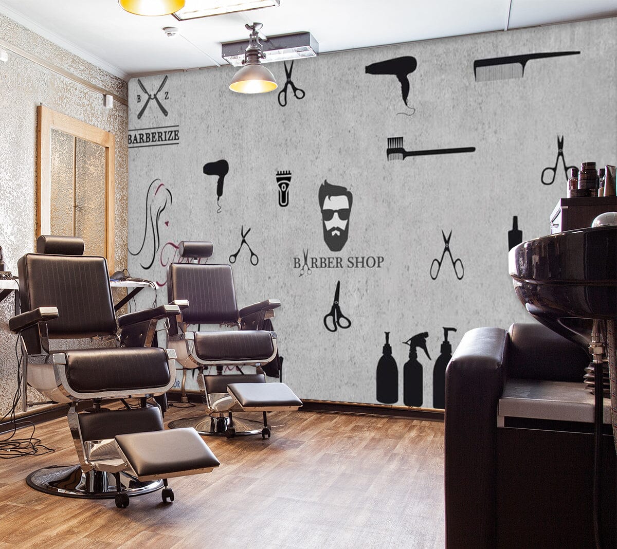 3D Short Hair 1404 Barber Shop Wall Murals Wallpaper AJ Wallpaper 2