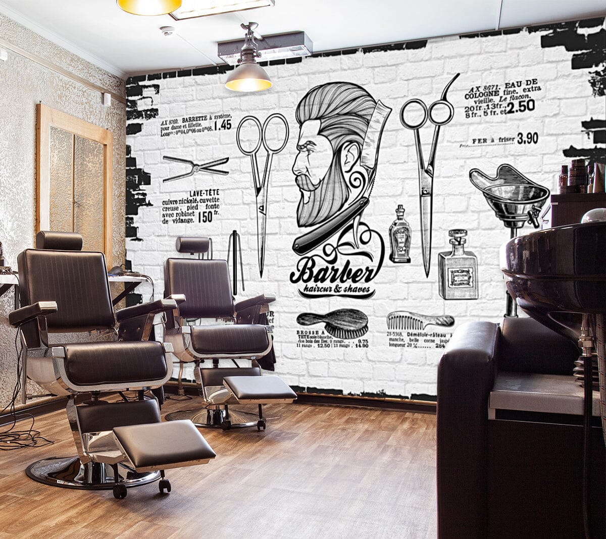 3D Short Hair 1413 Barber Shop Wall Murals Wallpaper AJ Wallpaper 2
