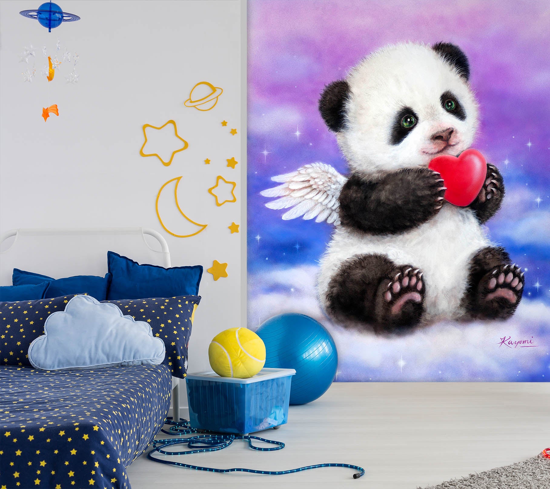 3D Love Panda Angel 5490 Kayomi Harai Wall Mural Wall Murals