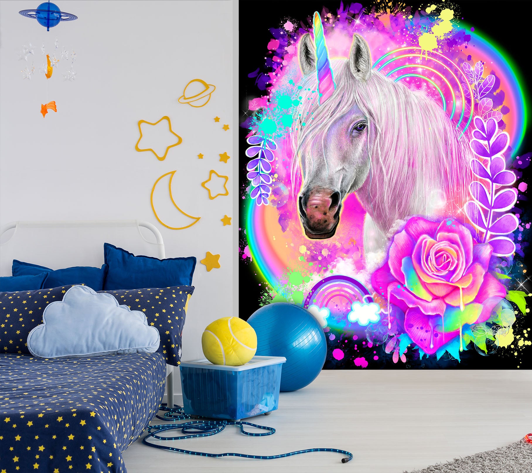 3D Rainbow Unicorn 8478 Sheena Pike Wall Mural Wall Murals