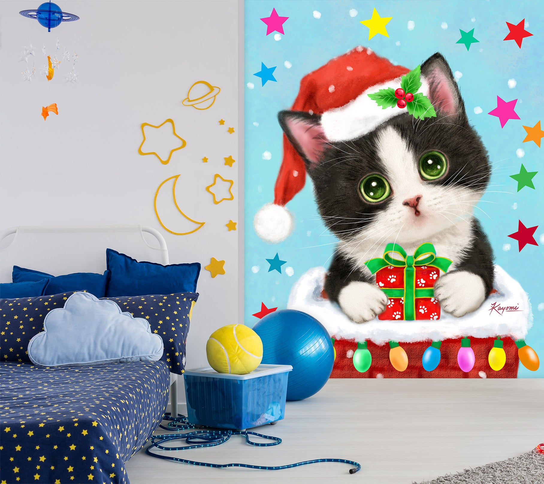 3D Christmas Cat Star 5497 Kayomi Harai Wall Mural Wall Murals
