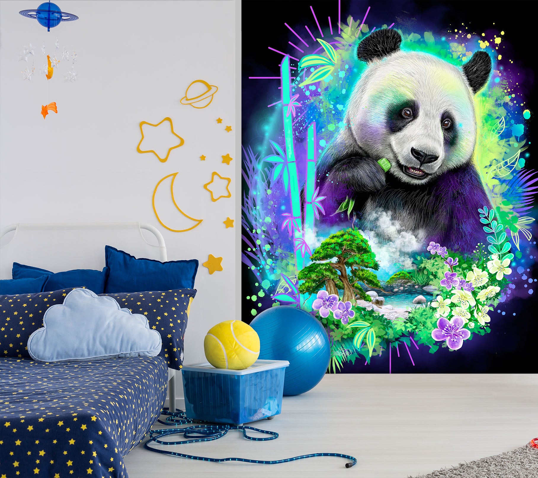 3D Petal Panda 8447 Sheena Pike Wall Mural Wall Murals