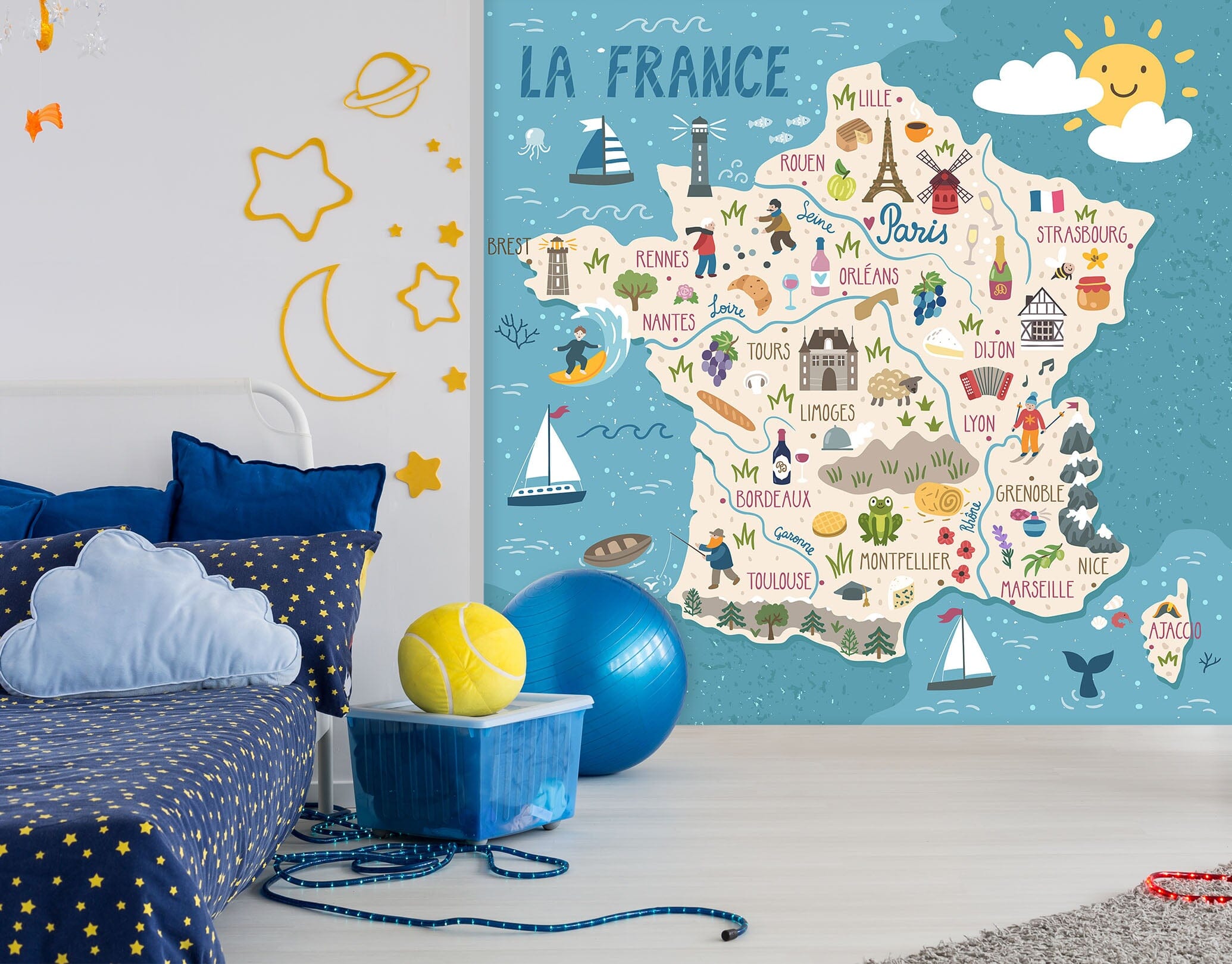 3D Five Star Pattern 2107 World Map Wall Murals Wallpaper AJ Wallpaper 2