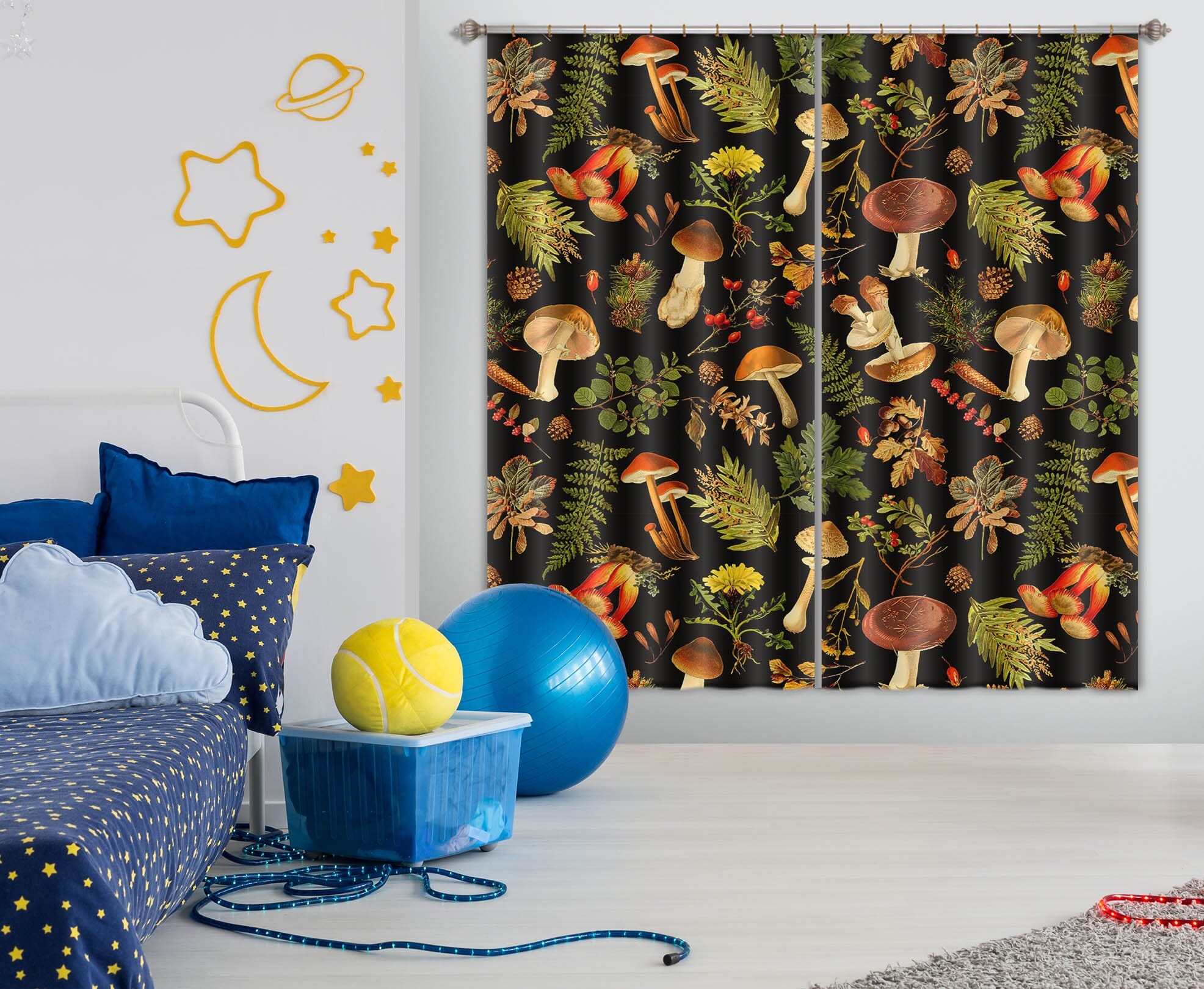 3D Red Mushroom 262 Uta Naumann Curtain Curtains Drapes Curtains AJ Creativity Home