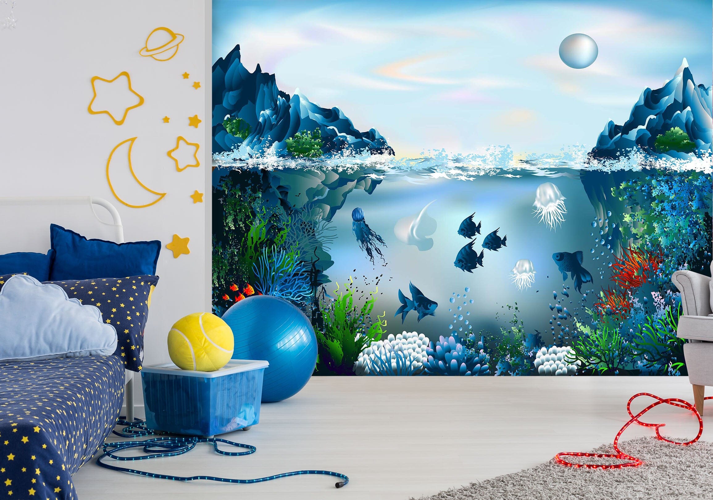 3D Submarine Fish Ocean 004 Wall Murals Wallpaper AJ Wallpaper 2