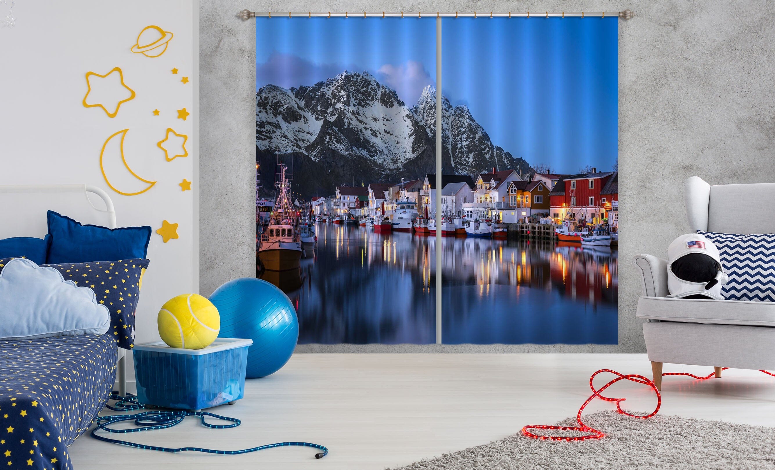 3D Night City 144 Marco Carmassi Curtain Curtains Drapes Curtains AJ Creativity Home