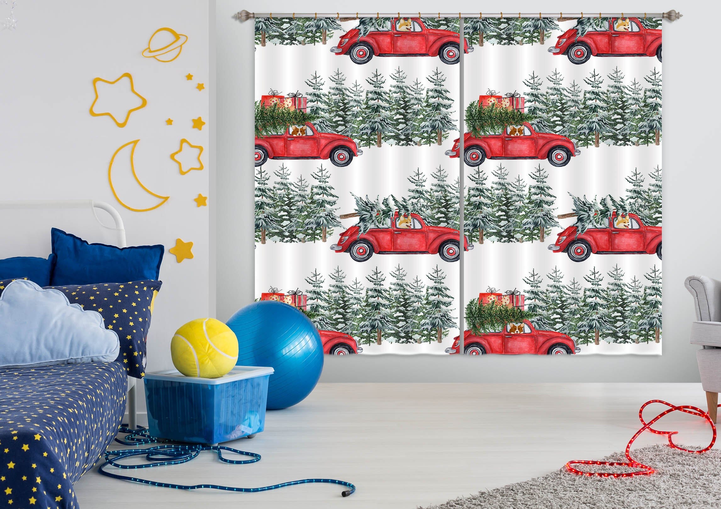 3D Puppy Car 102 Uta Naumann Curtain Curtains Drapes Curtains AJ Creativity Home