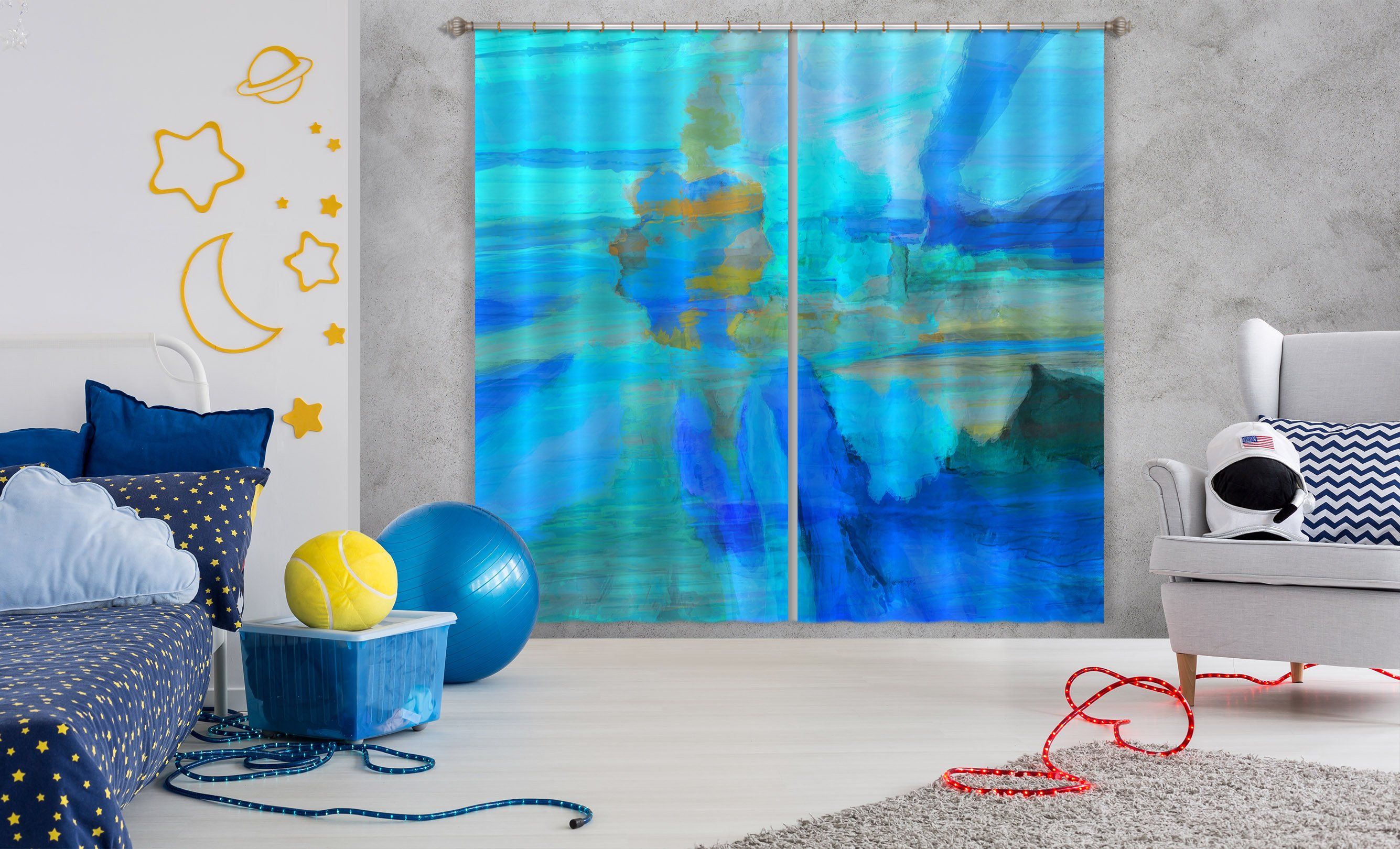 3D Blue Sea 051 Michael Tienhaara Curtain Curtains Drapes Curtains AJ Creativity Home