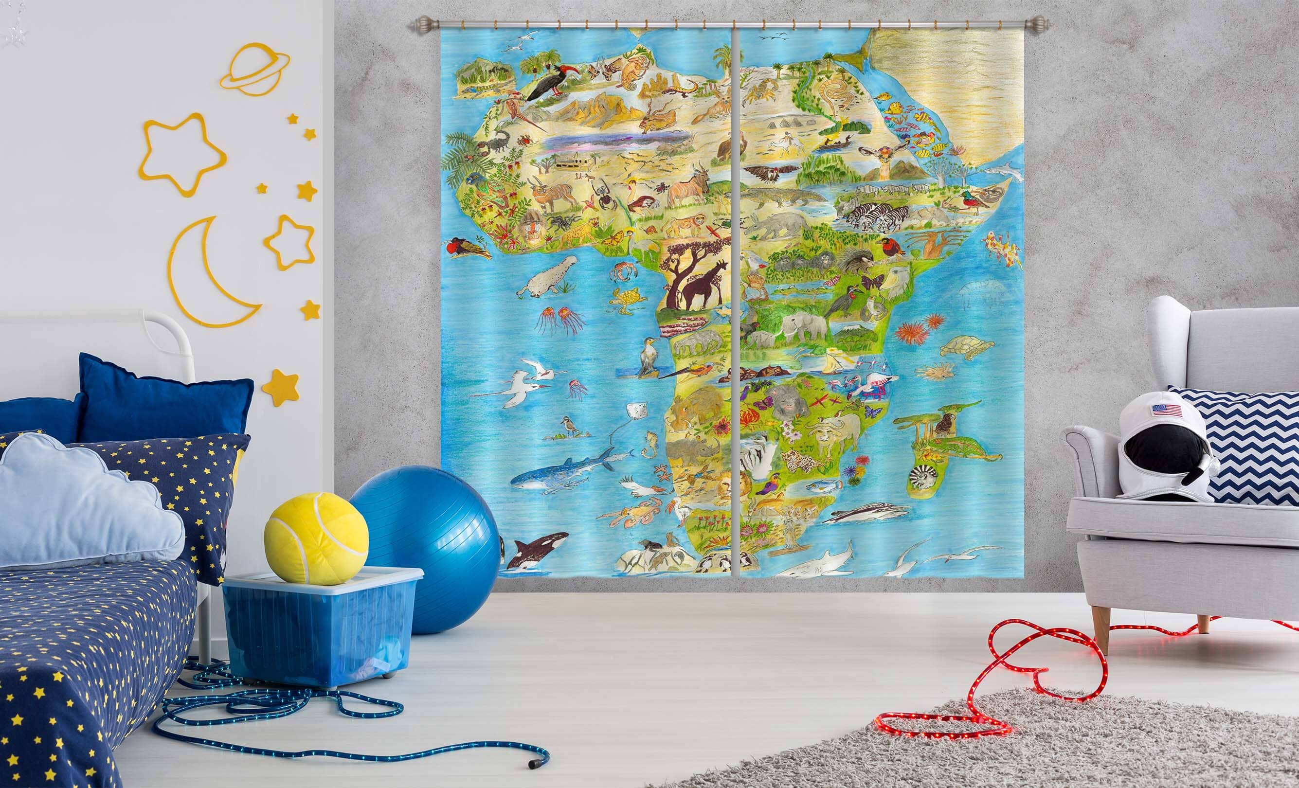 3D Africa Map 037 Michael Sewell Curtain Curtains Drapes Curtains AJ Creativity Home