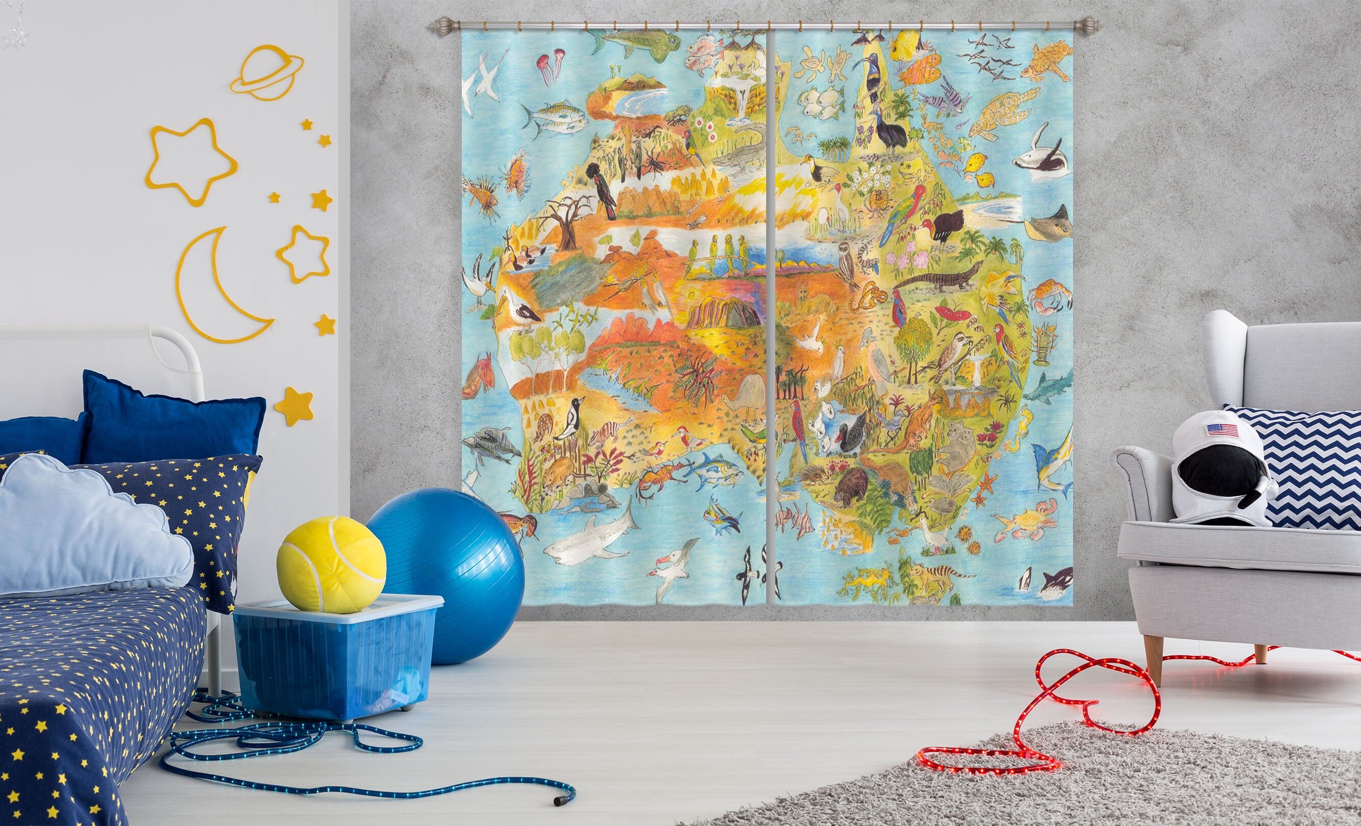 3D Animal Map 042 Michael Sewell Curtain Curtains Drapes Curtains AJ Creativity Home