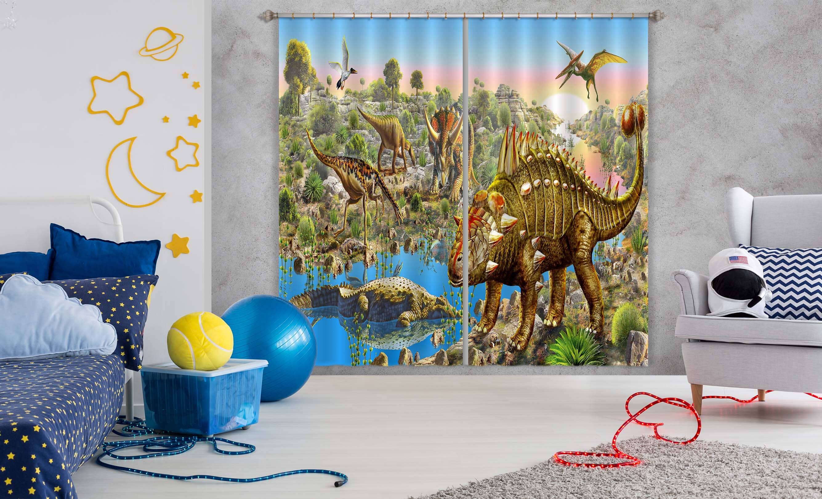 3D Dinosaur Forest 042 Adrian Chesterman Curtain Curtains Drapes Curtains AJ Creativity Home