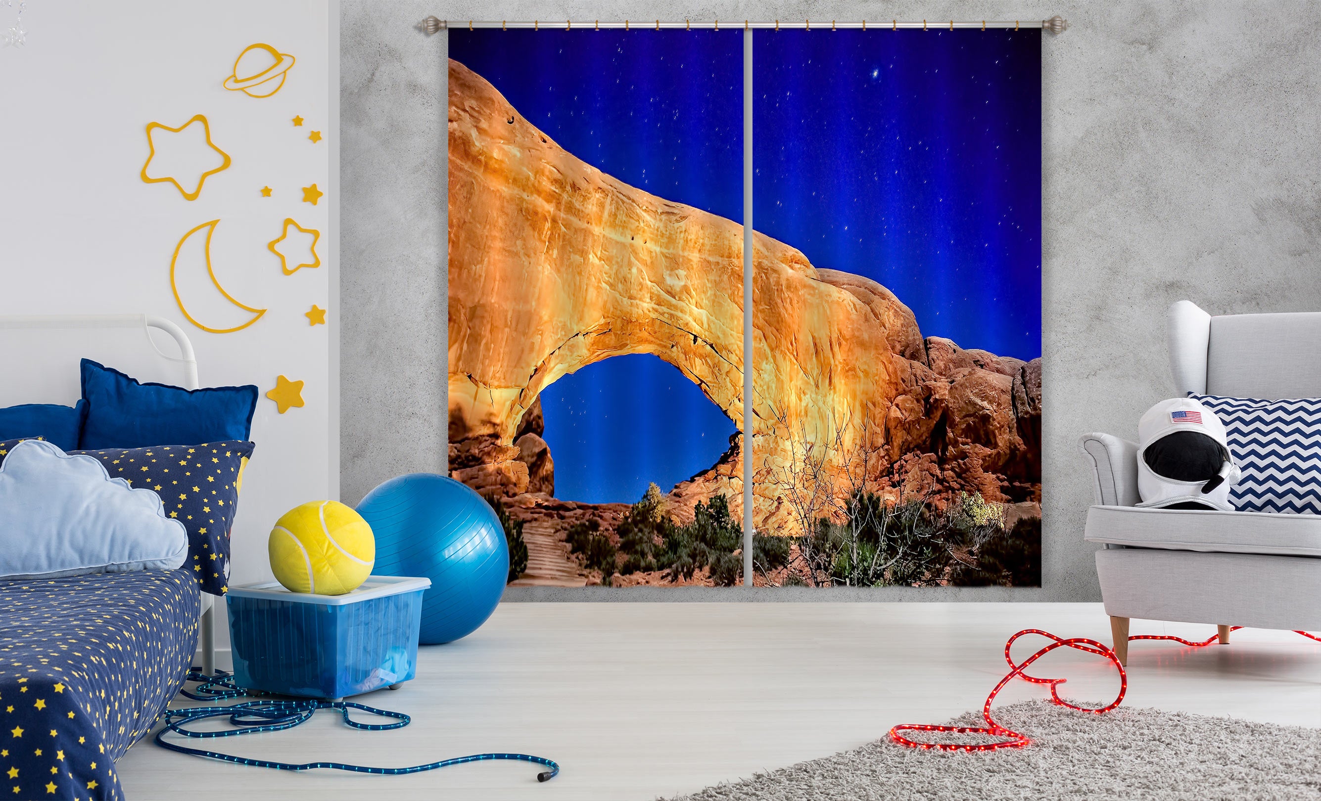 3D Night Mountain 5365 Beth Sheridan Curtain Curtains Drapes