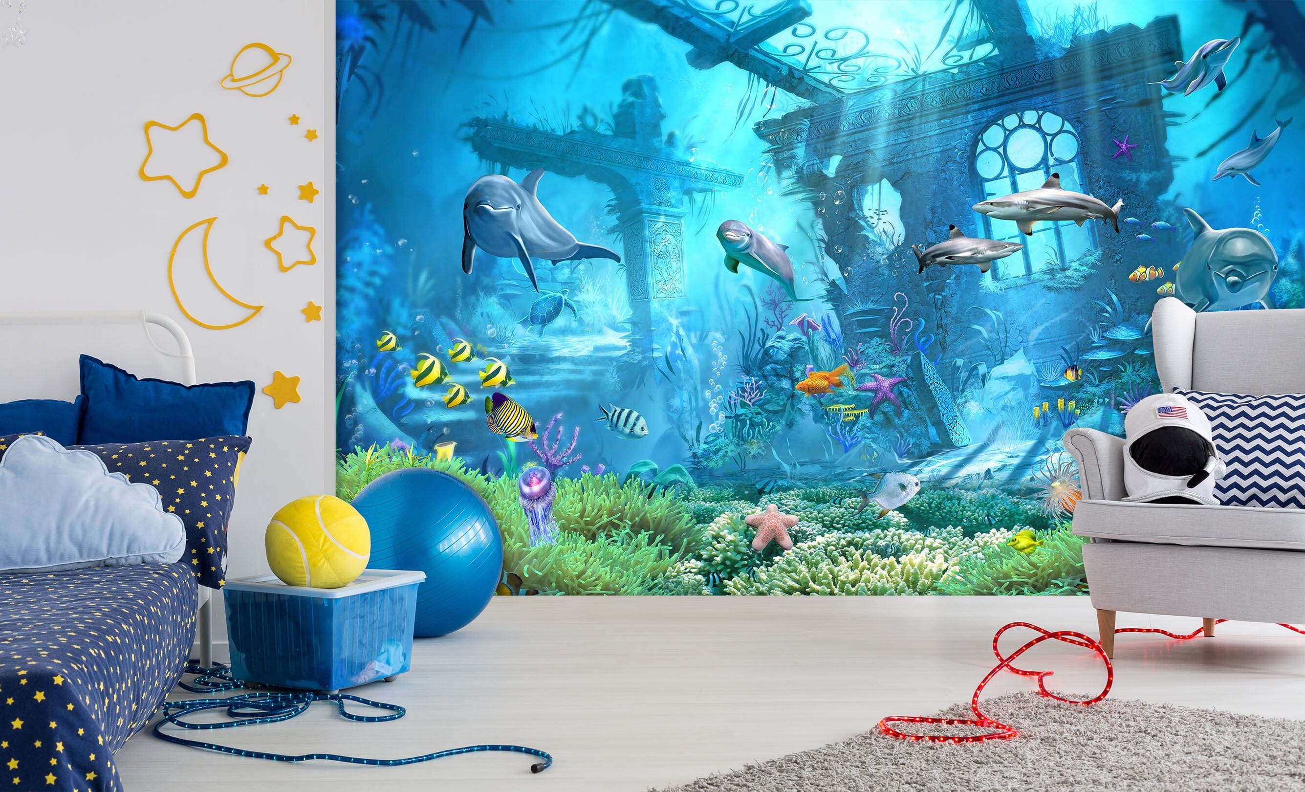 3D Dolphin Castle 1627 Wall Murals Wallpaper AJ Wallpaper 2