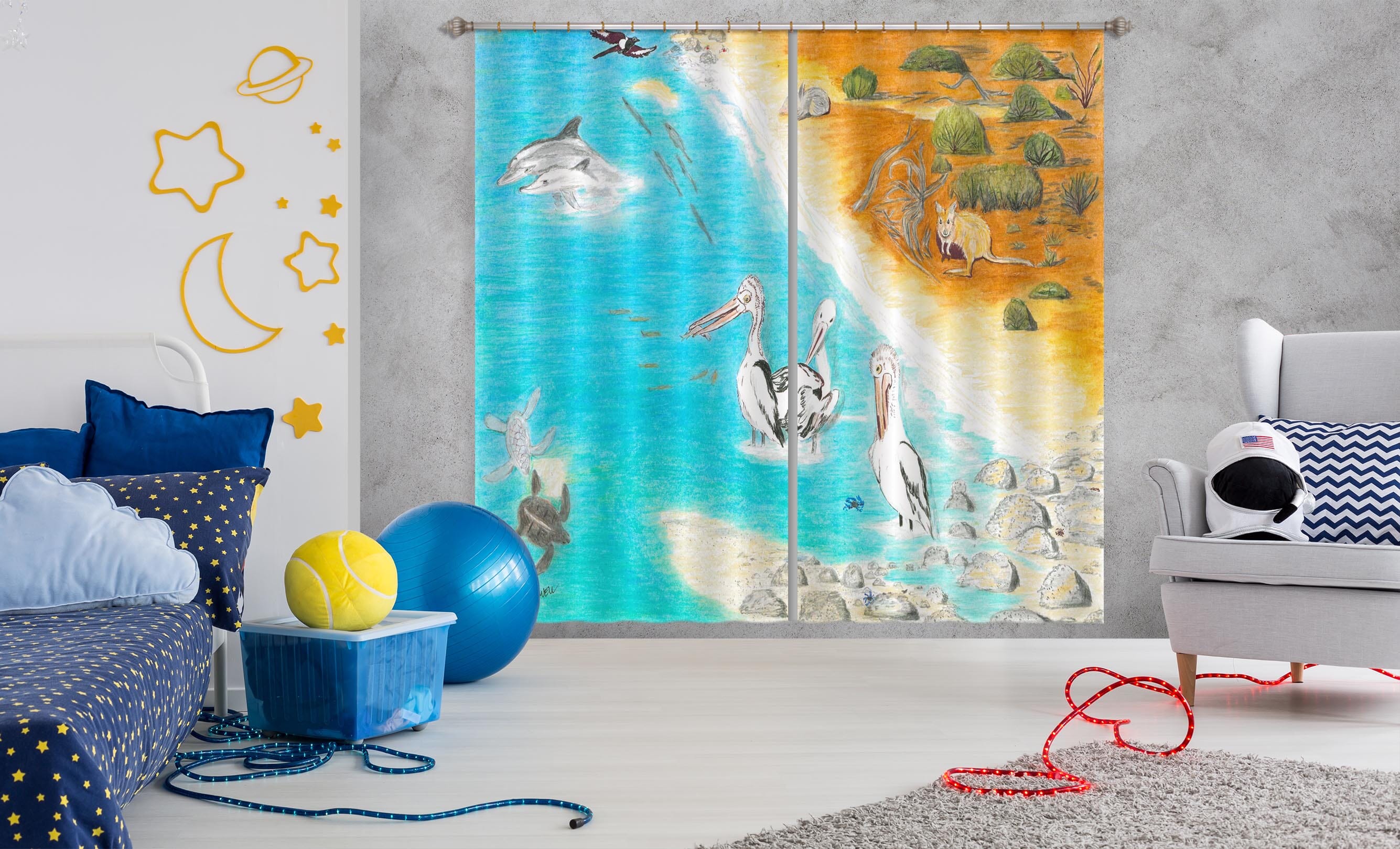 3D Desert White Crane 054 Michael Sewell Curtain Curtains Drapes Curtains AJ Creativity Home