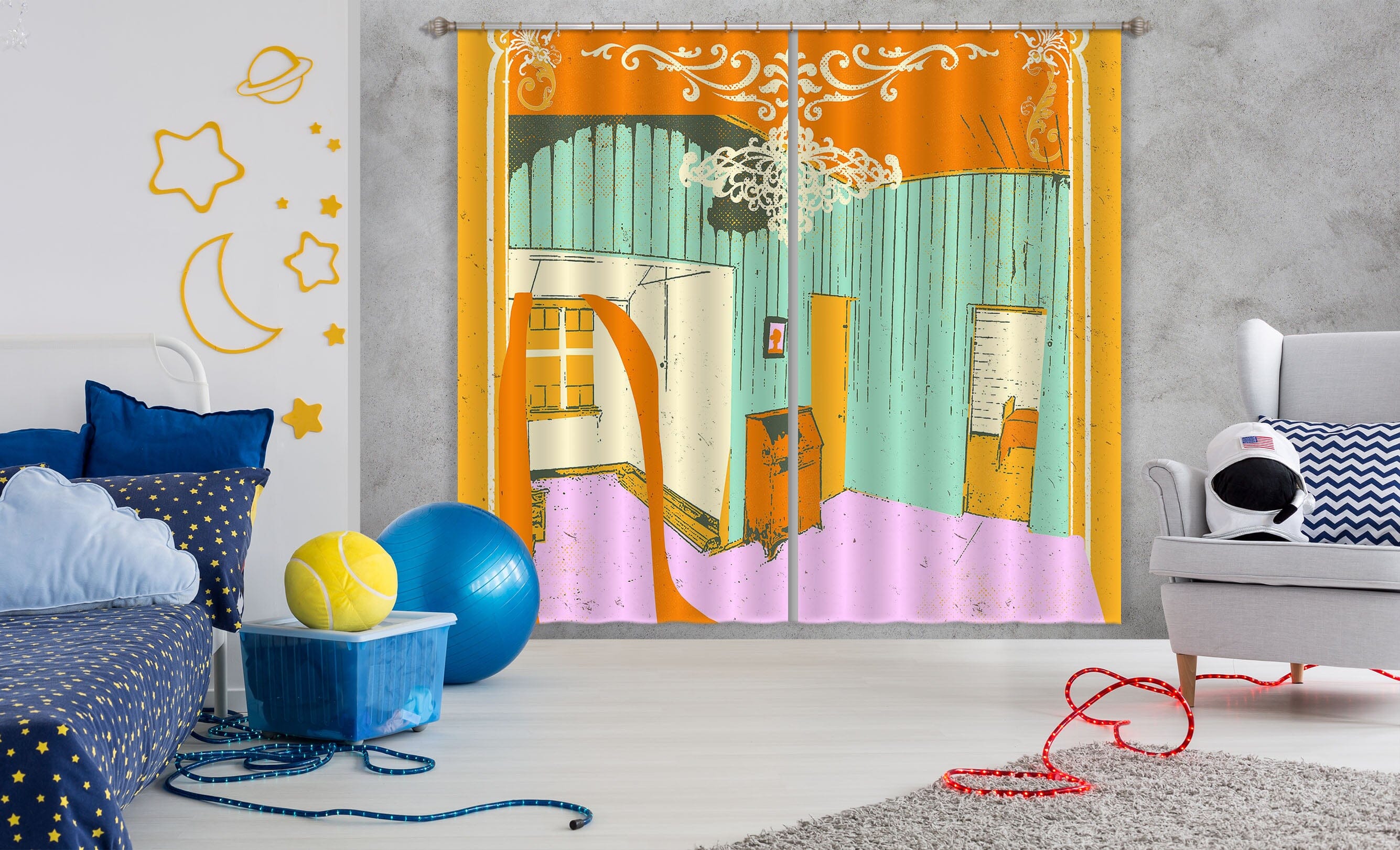 3D Cozy Room 053 Showdeer Curtain Curtains Drapes Curtains AJ Creativity Home