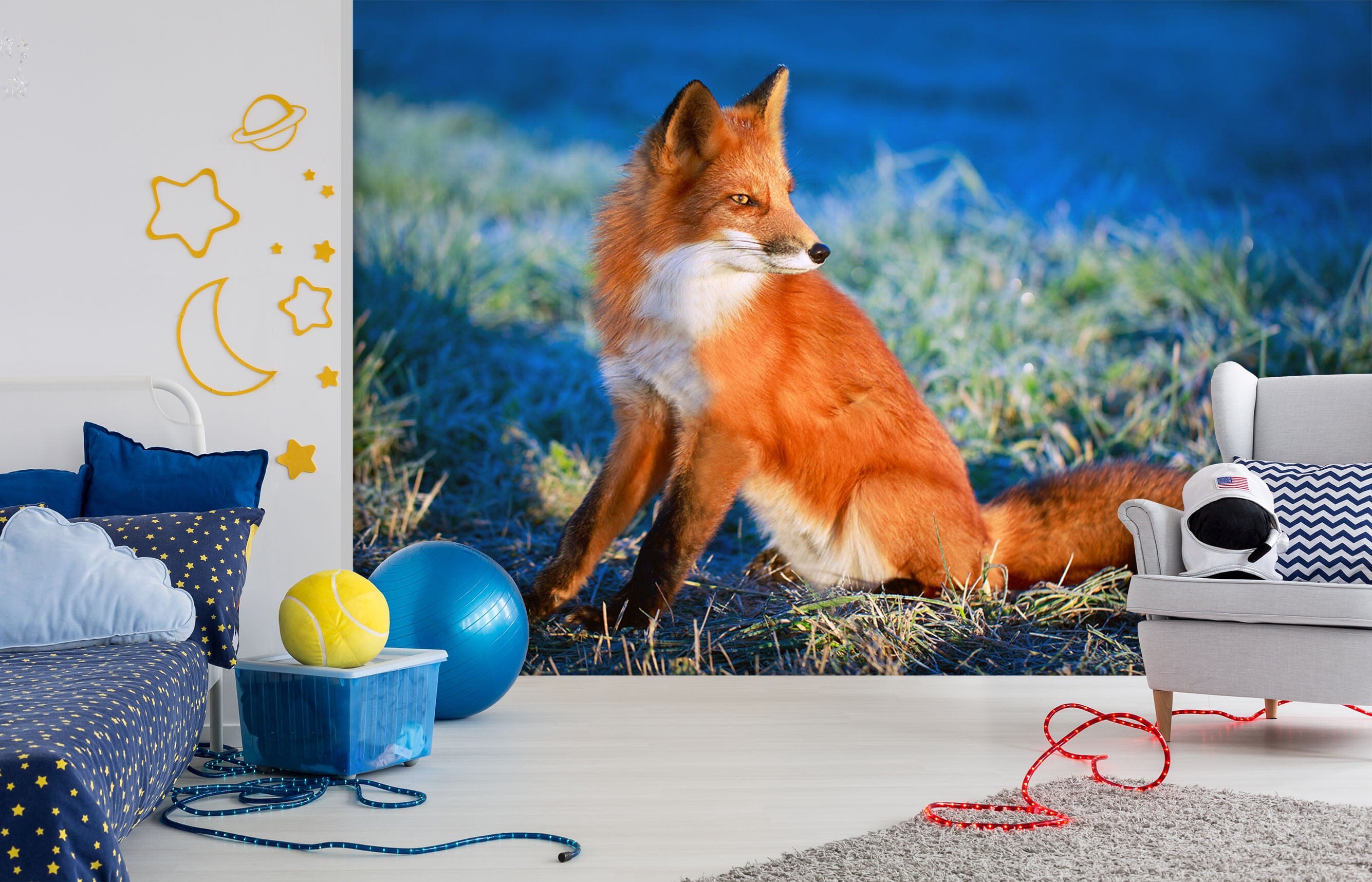 3D Orange Fox 101 Wall Murals Wallpaper AJ Wallpaper 2