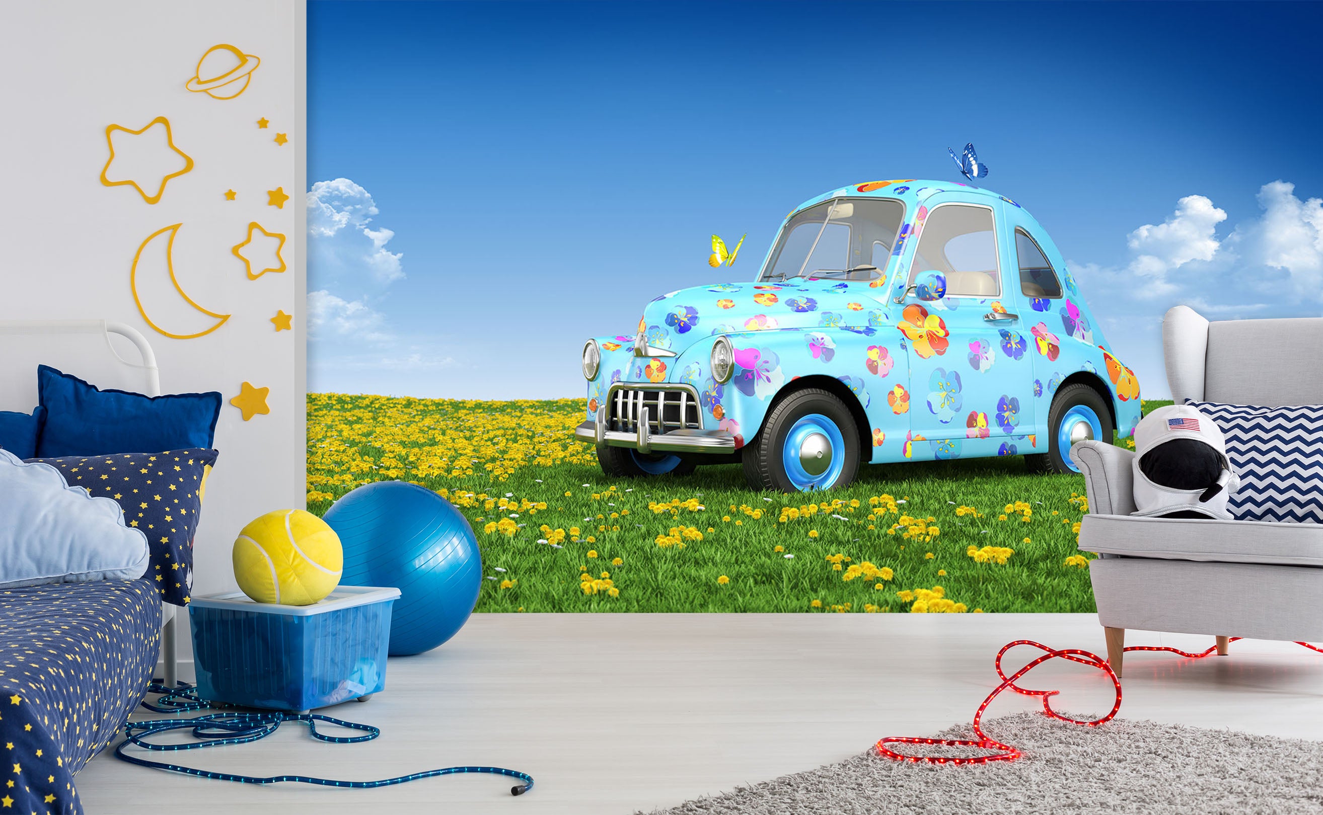 3D Cute Butterfly Car 379 Vehicle Wall Murals