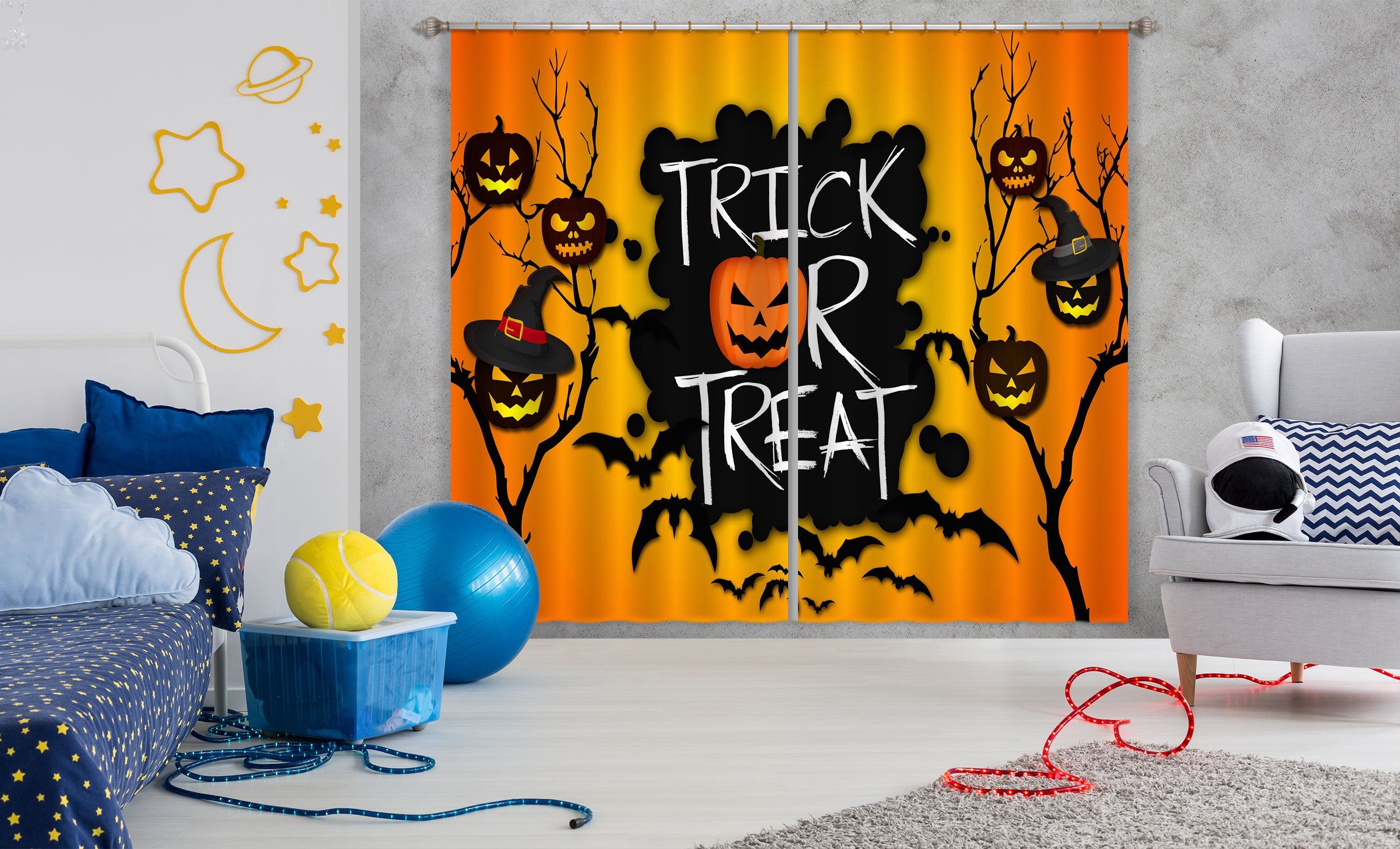 3D Black Pumpkin Festival 037 Halloween Curtains Drapes Curtains AJ Creativity Home