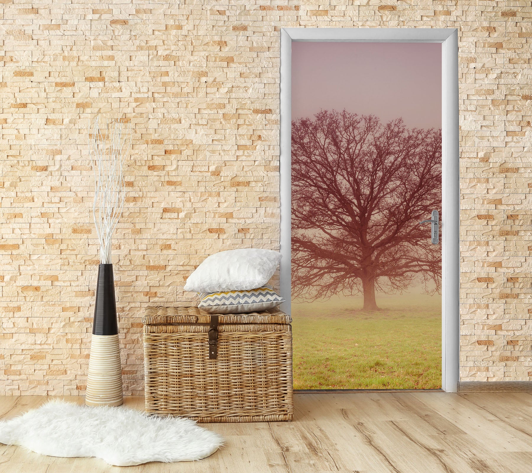 3D Lawn Trees 10688 Assaf Frank Door Mural