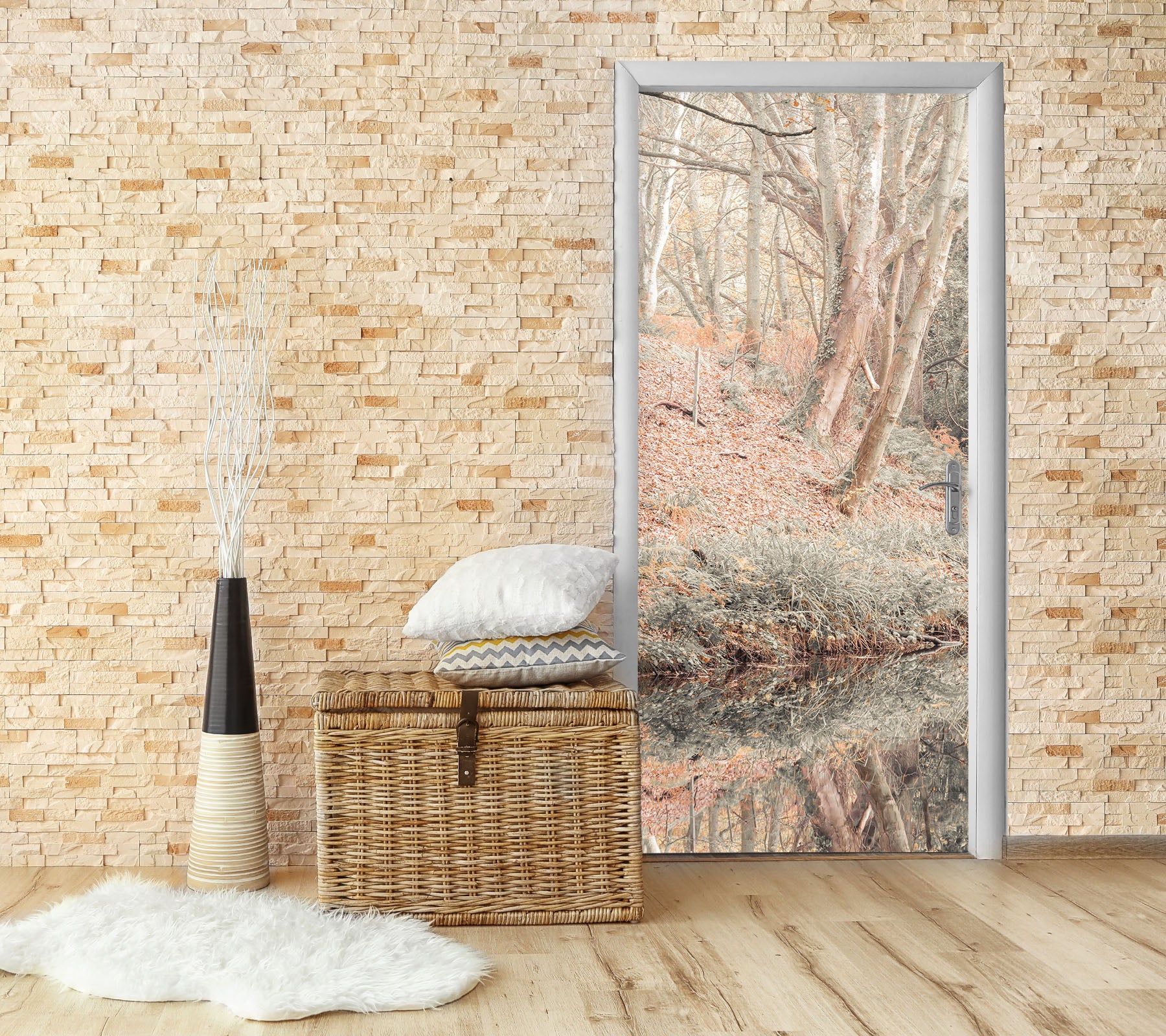 3D Creek Forest 5095 Assaf Frank Door Mural