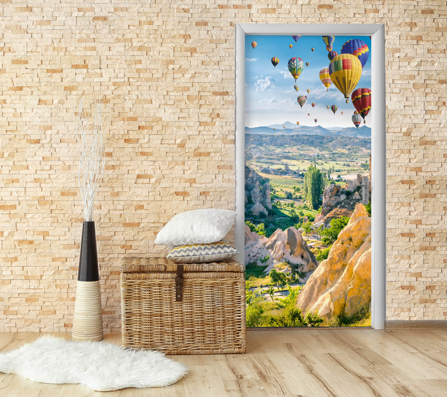 3D Hot Air Balloon 25112 Door Mural