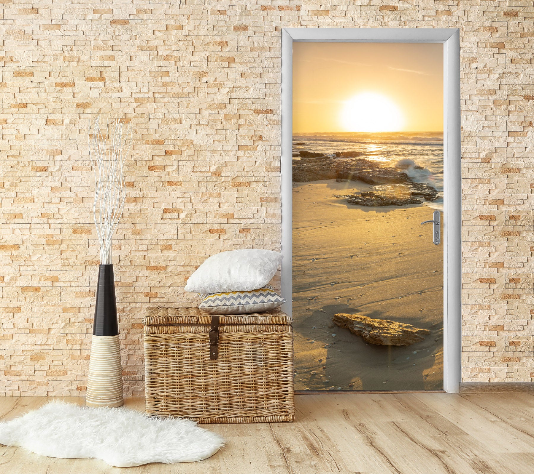 3D Seaside Sun Reef 106118 Assaf Frank Door Mural