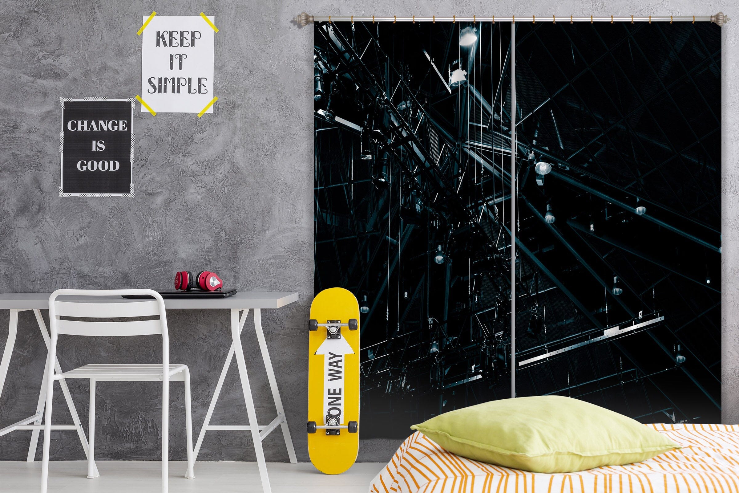 3D Night Lights 050 Noirblanc777 Curtain Curtains Drapes Curtains AJ Creativity Home