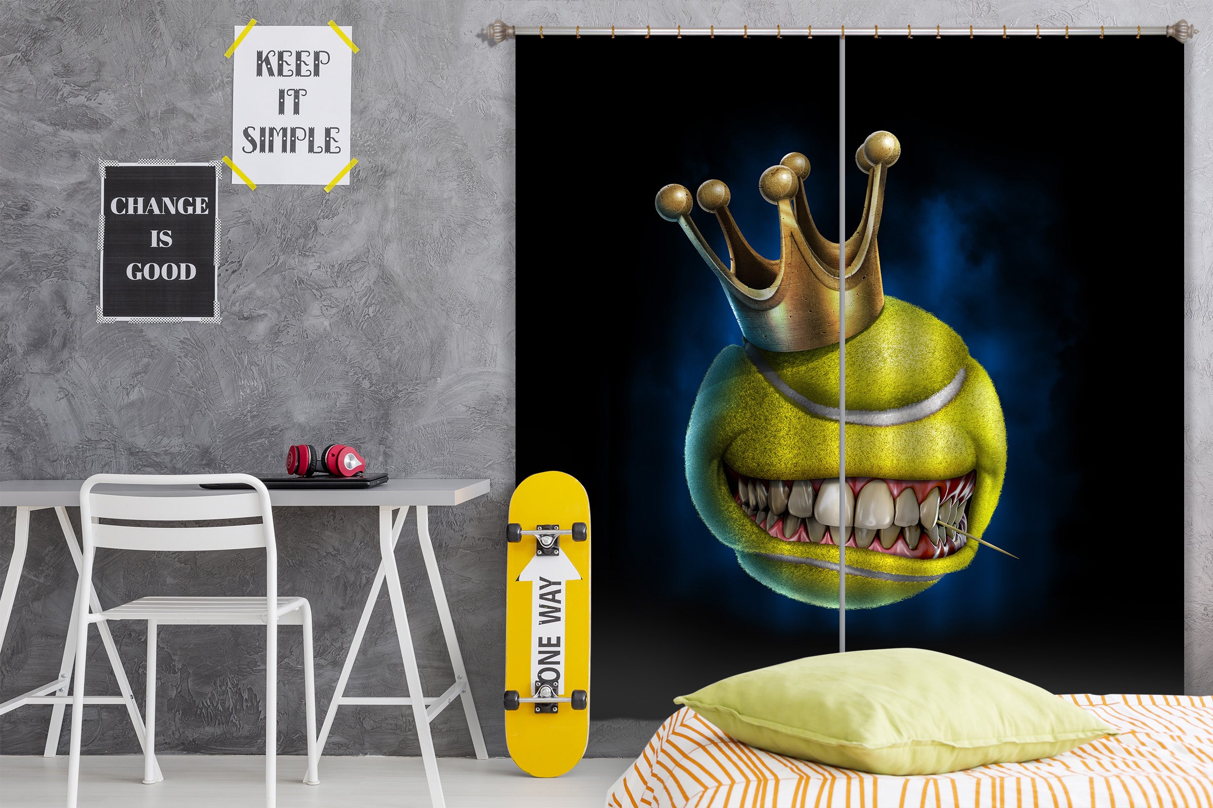 3D Crown Teeth Tennis 5049 Tom Wood Curtain Curtains Drapes