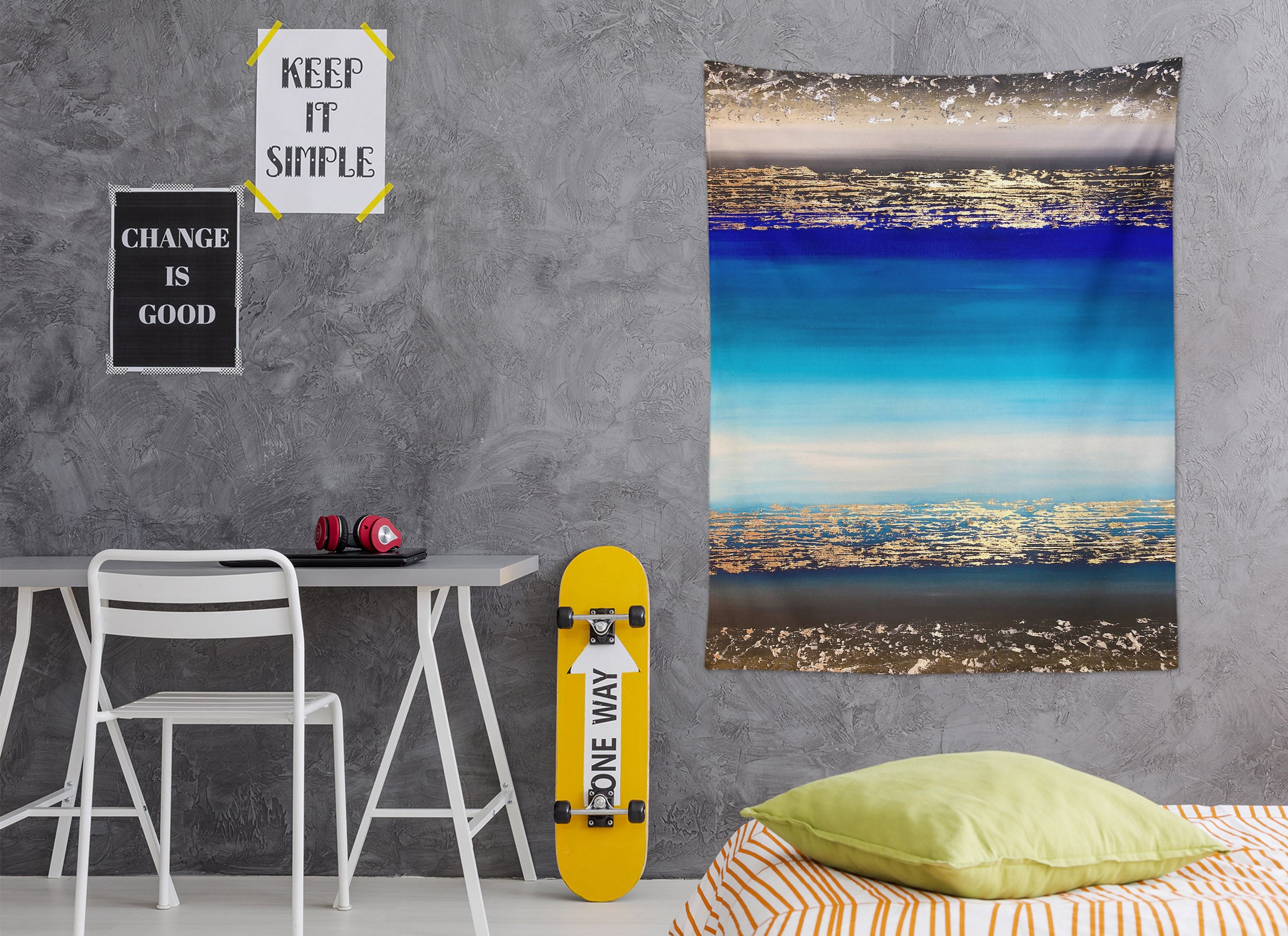 3D Gold Blue 3658 Skromova Marina Tapestry Hanging Cloth Hang