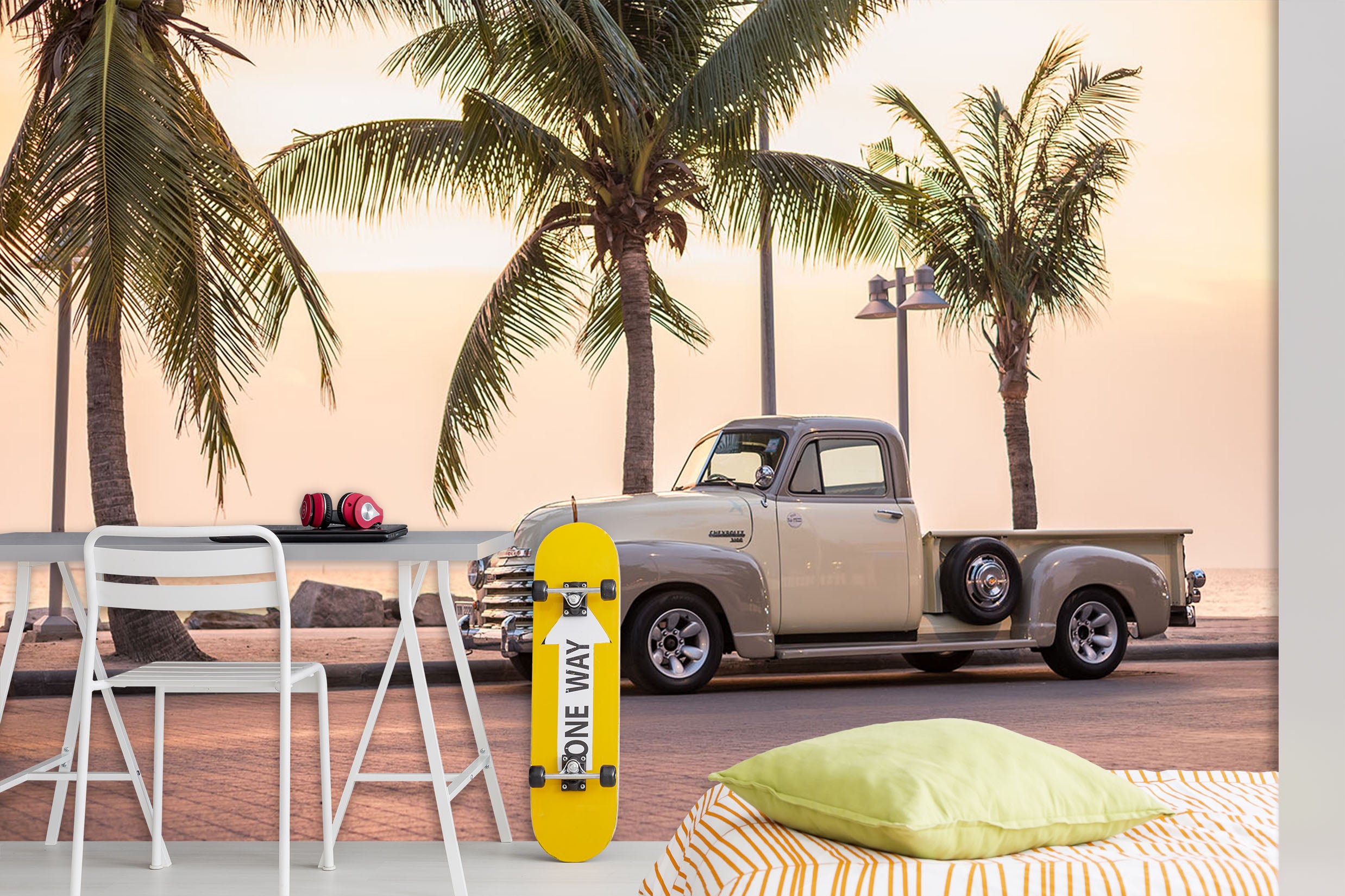 3D Coconut Tree Truck 370 Vehicle Wall Murals