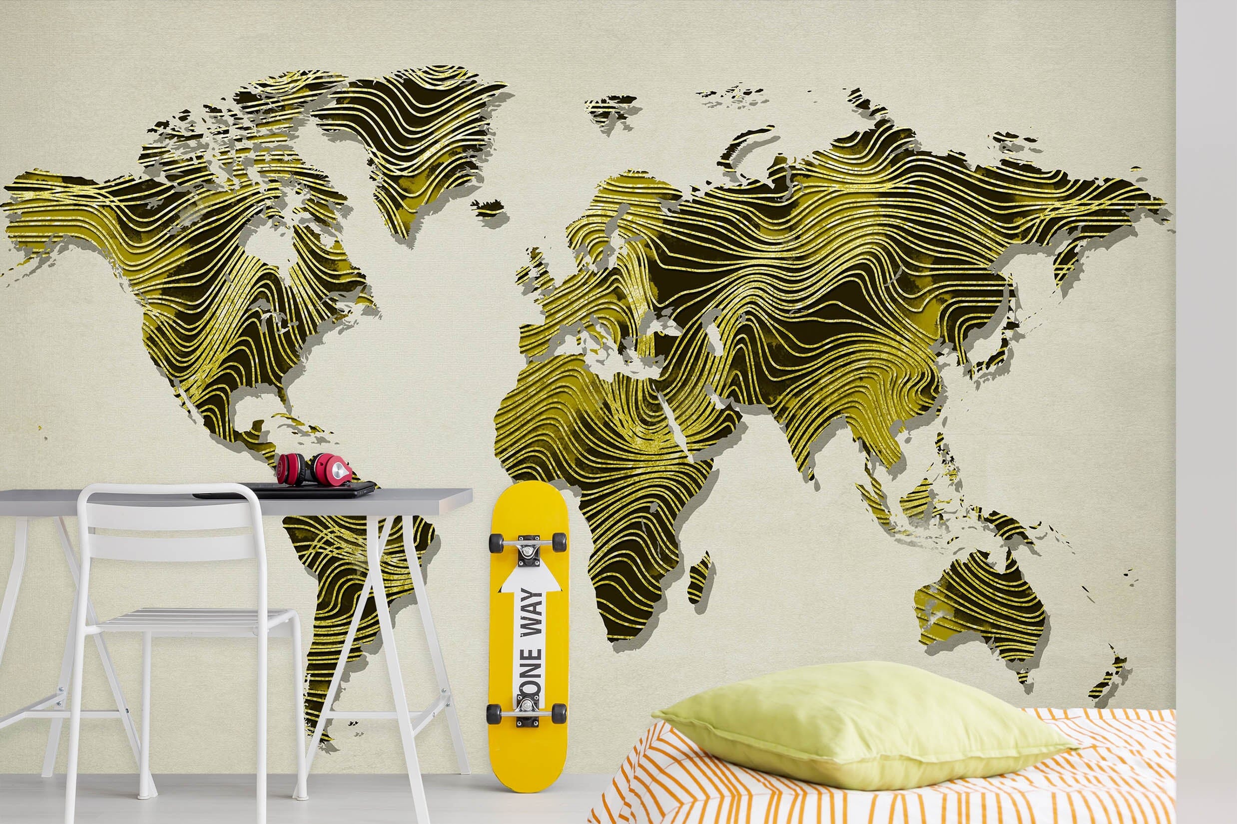 3D Green World Map 1005 Wall Murals Wallpaper AJ Wallpaper 2
