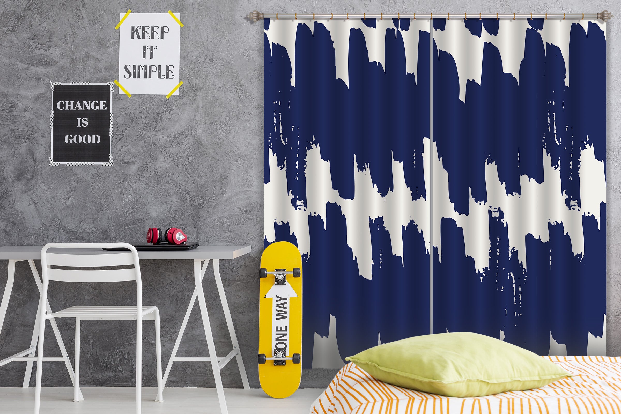 3D Dark Blue Pattern 111116 Kashmira Jayaprakash Curtain Curtains Drapes