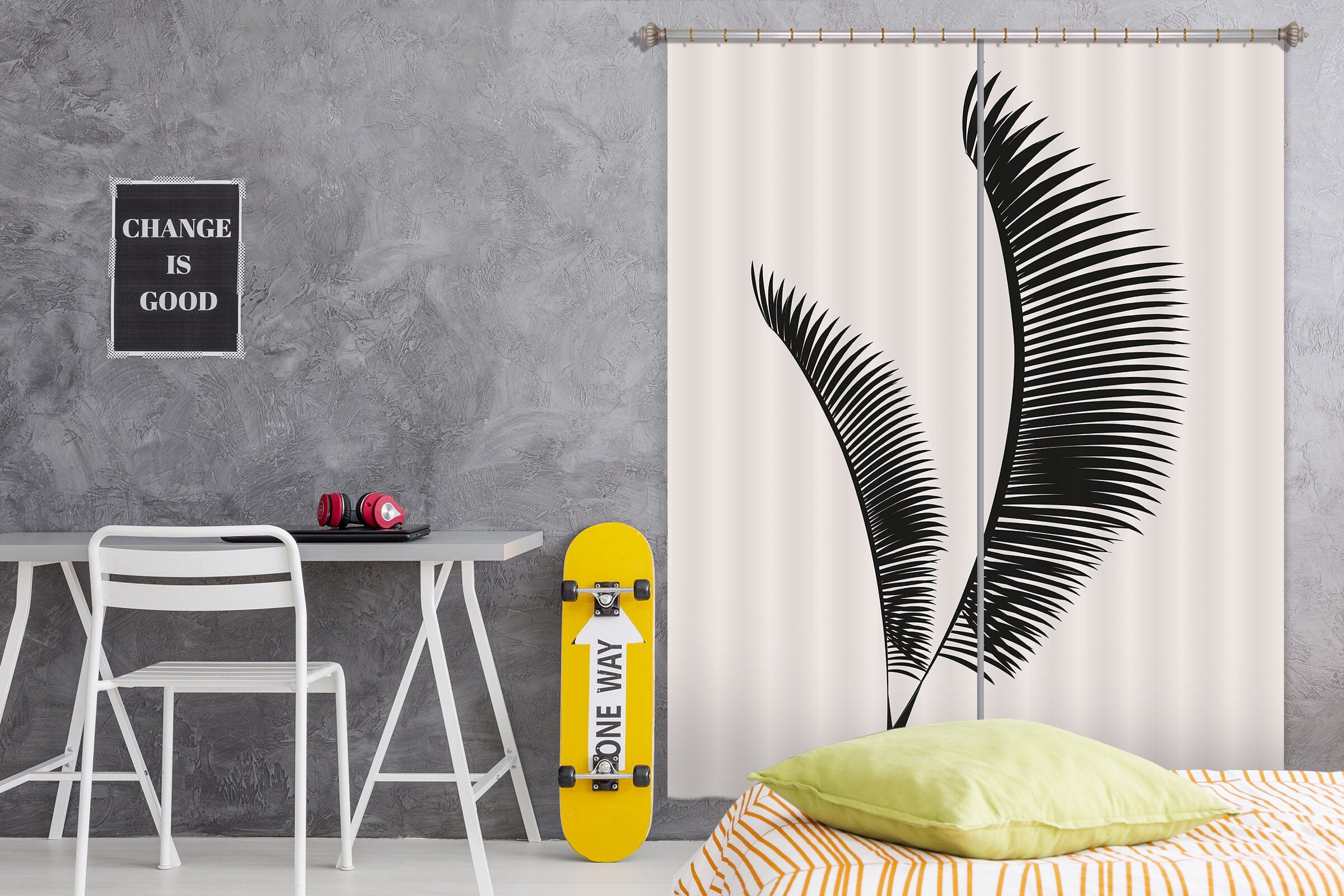 3D Black Leaves 1047 Boris Draschoff Curtain Curtains Drapes Curtains AJ Creativity Home