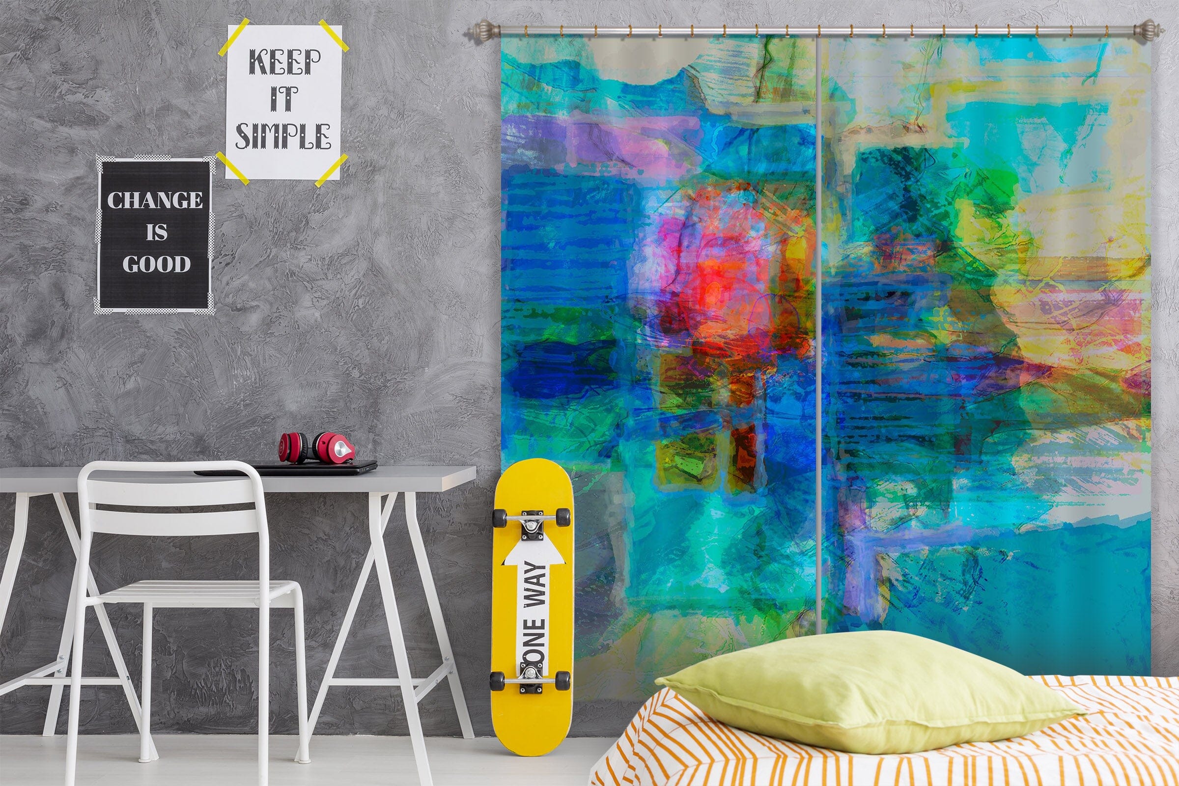 3D Blue Graffiti 210 Michael Tienhaara Curtain Curtains Drapes Curtains AJ Creativity Home