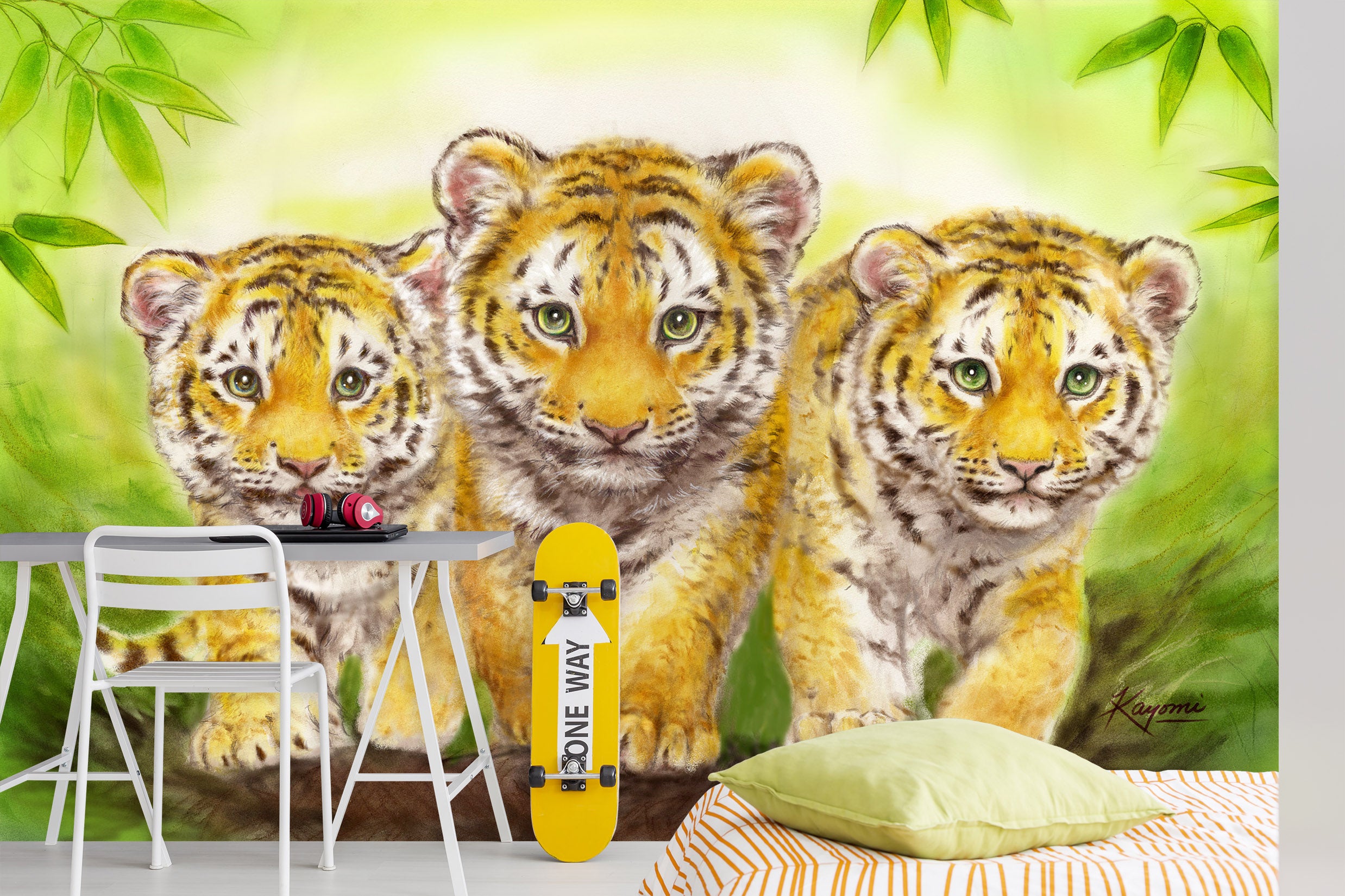 3D Hand Drawn Tiger 5439 Kayomi Harai Wall Mural Wall Murals