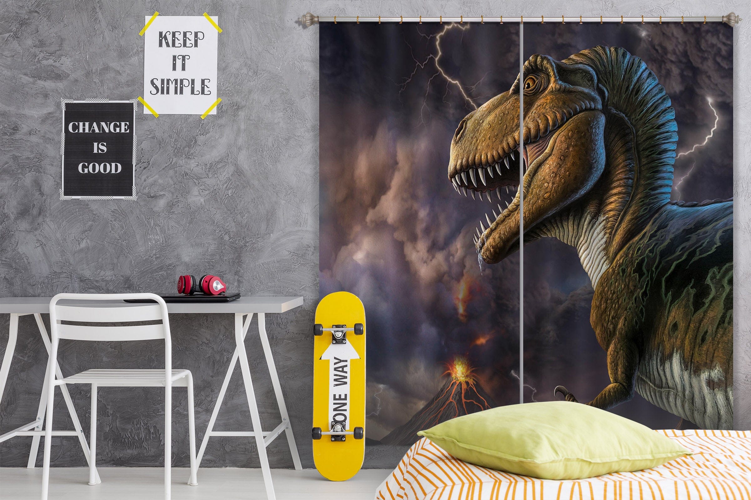 3D Dinosaur Flash 077 Jerry LoFaro Curtain Curtains Drapes Curtains AJ Creativity Home