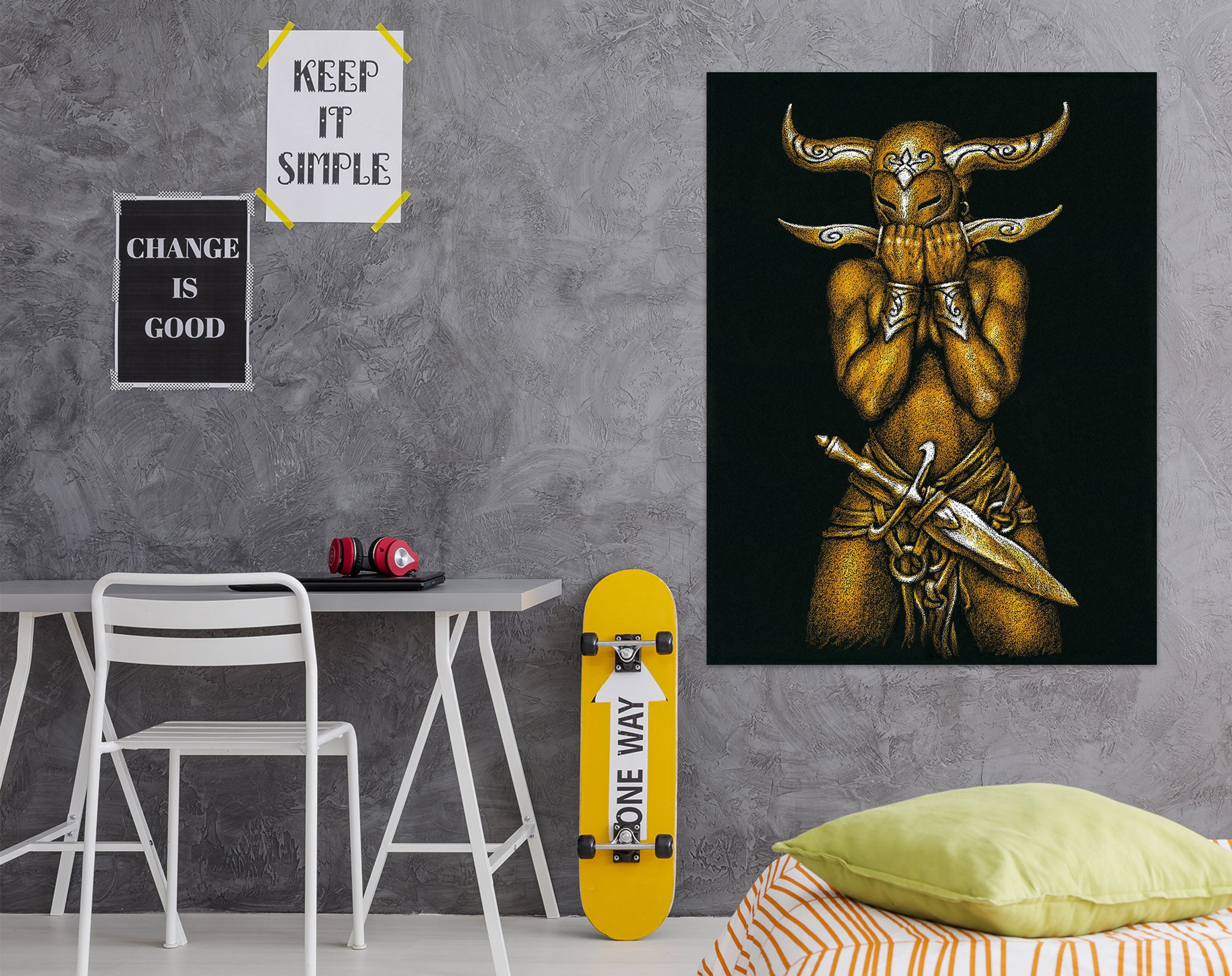 3D Horn Mask Man 8119 Ciruelo Wall Sticker