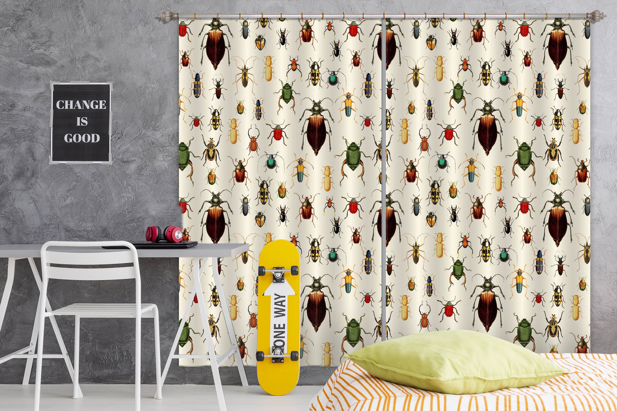 3D Black Bug 149 Uta Naumann Curtain Curtains Drapes Curtains AJ Creativity Home