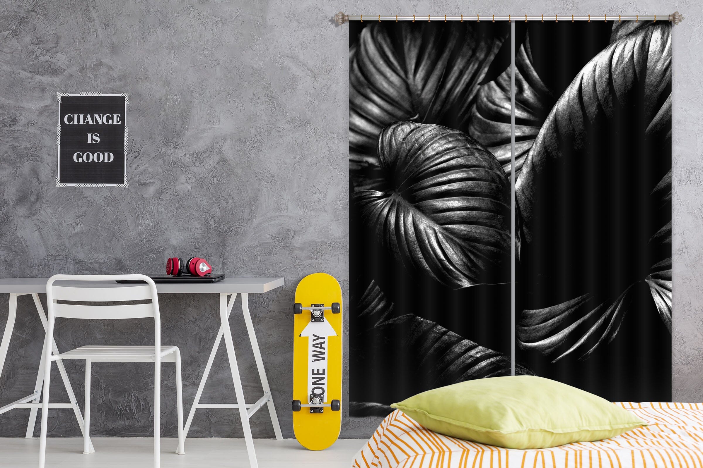 3D Gloomy Leaf 1141 Boris Draschoff Curtain Curtains Drapes Curtains AJ Creativity Home