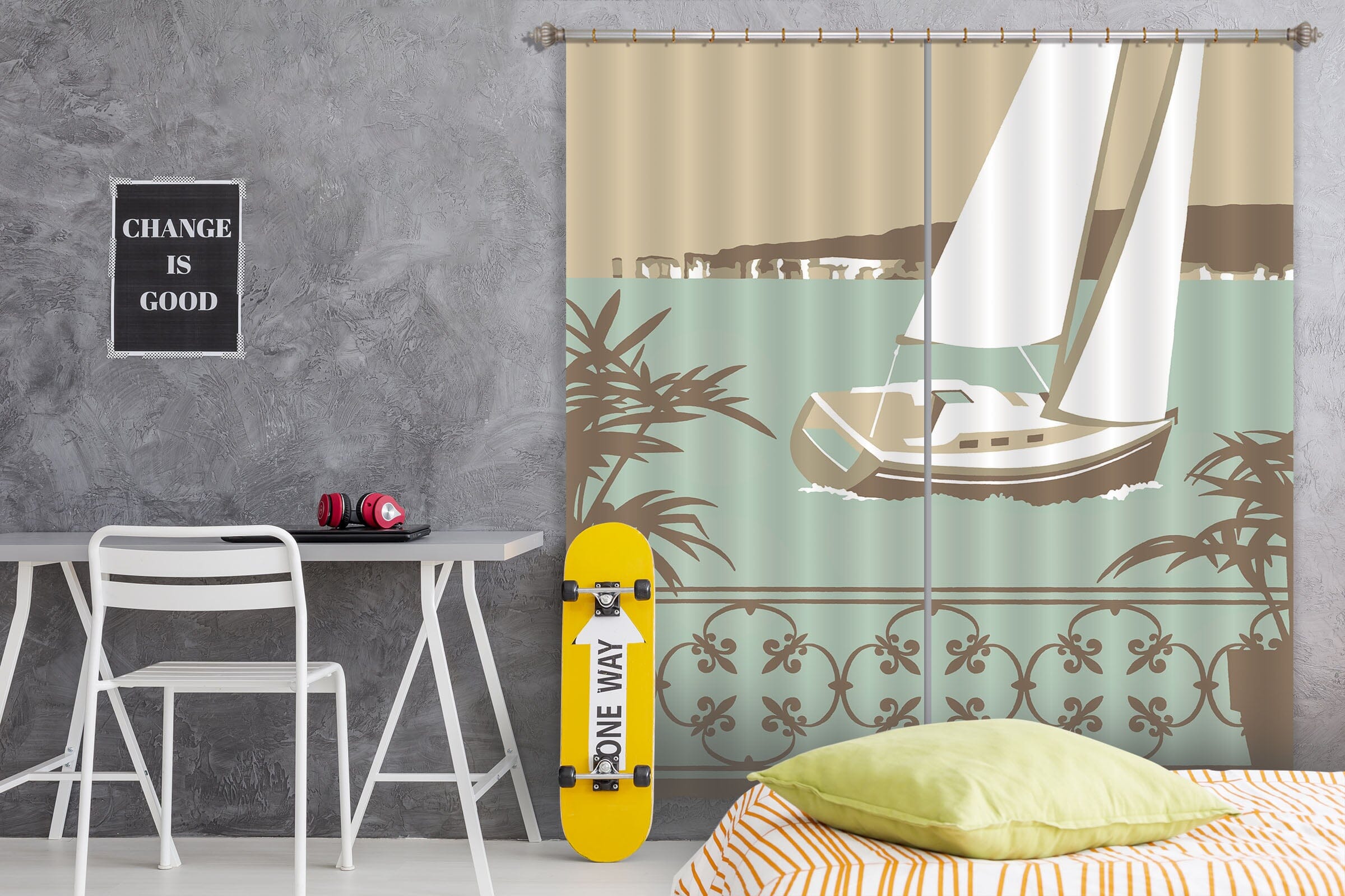 3D Sandbanks Balcony 144 Steve Read Curtain Curtains Drapes Curtains AJ Creativity Home