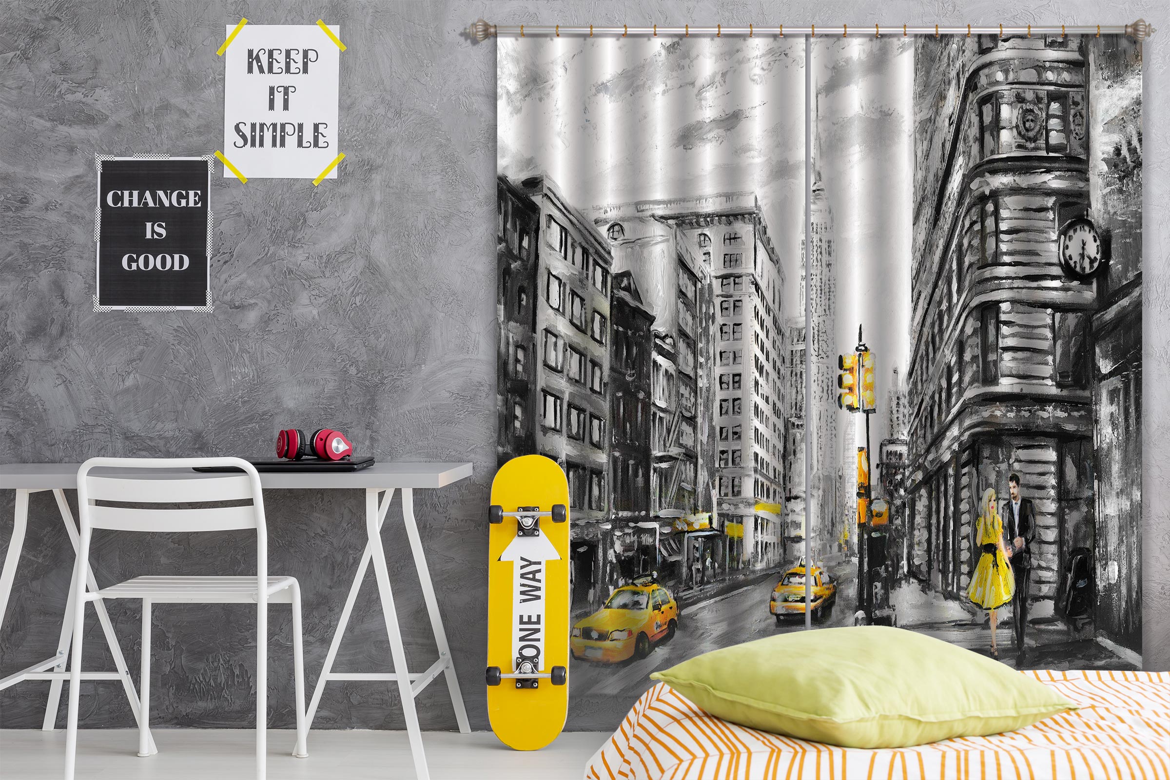 3D Building Taxi 039 Curtains Drapes