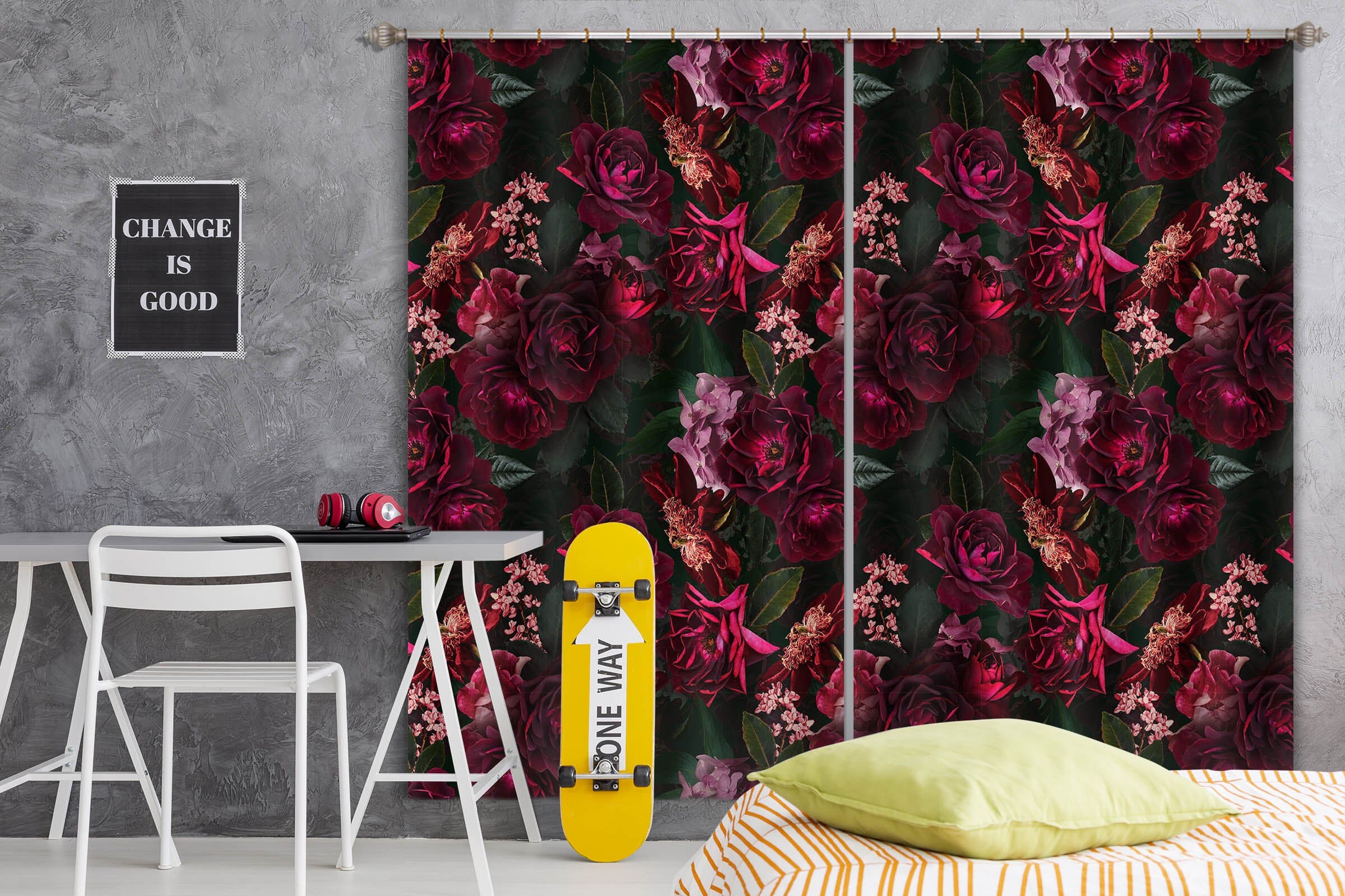3D Painted Flowers 151 Uta Naumann Curtain Curtains Drapes Curtains AJ Creativity Home